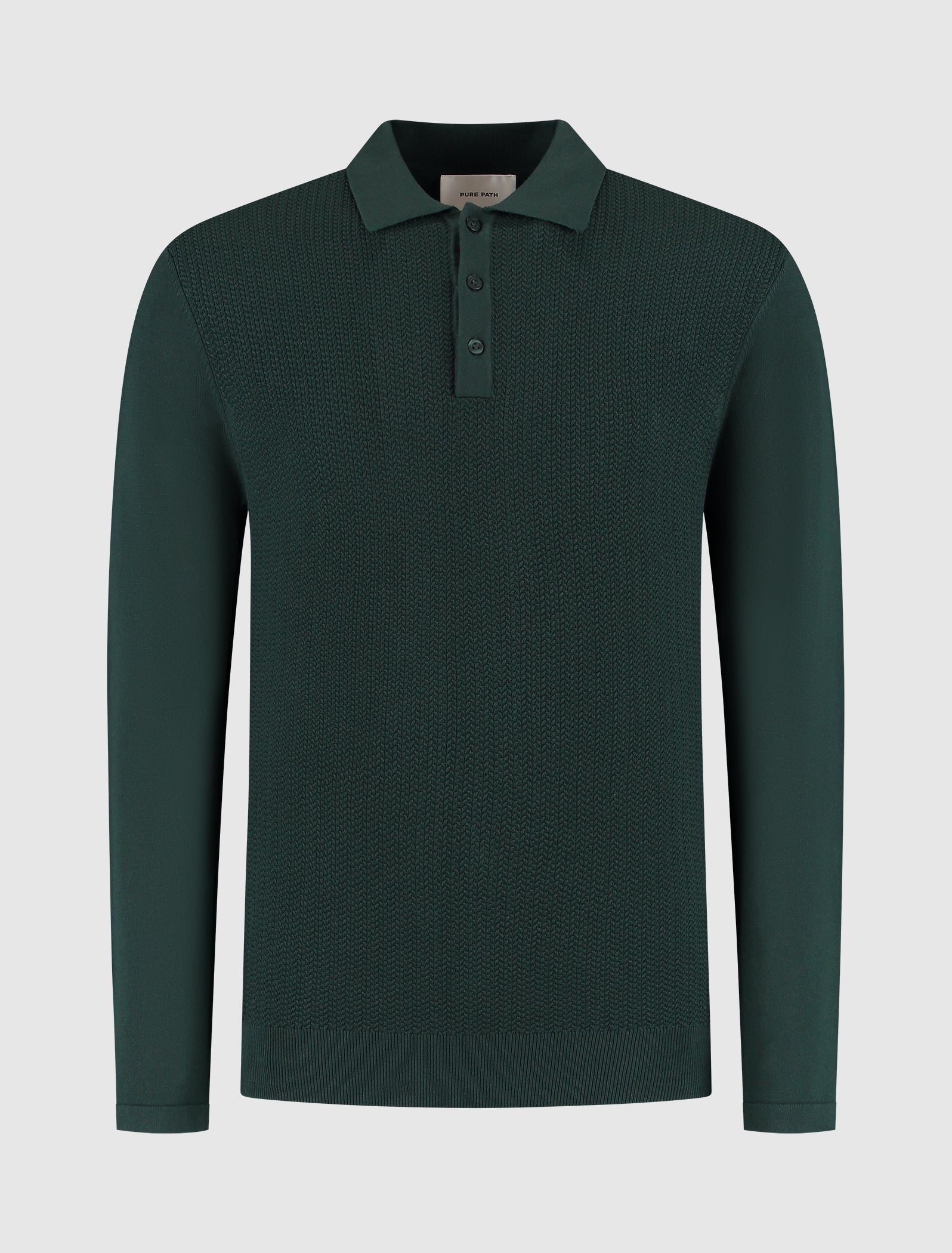 Braided Structure Knit Polo | Dark Green