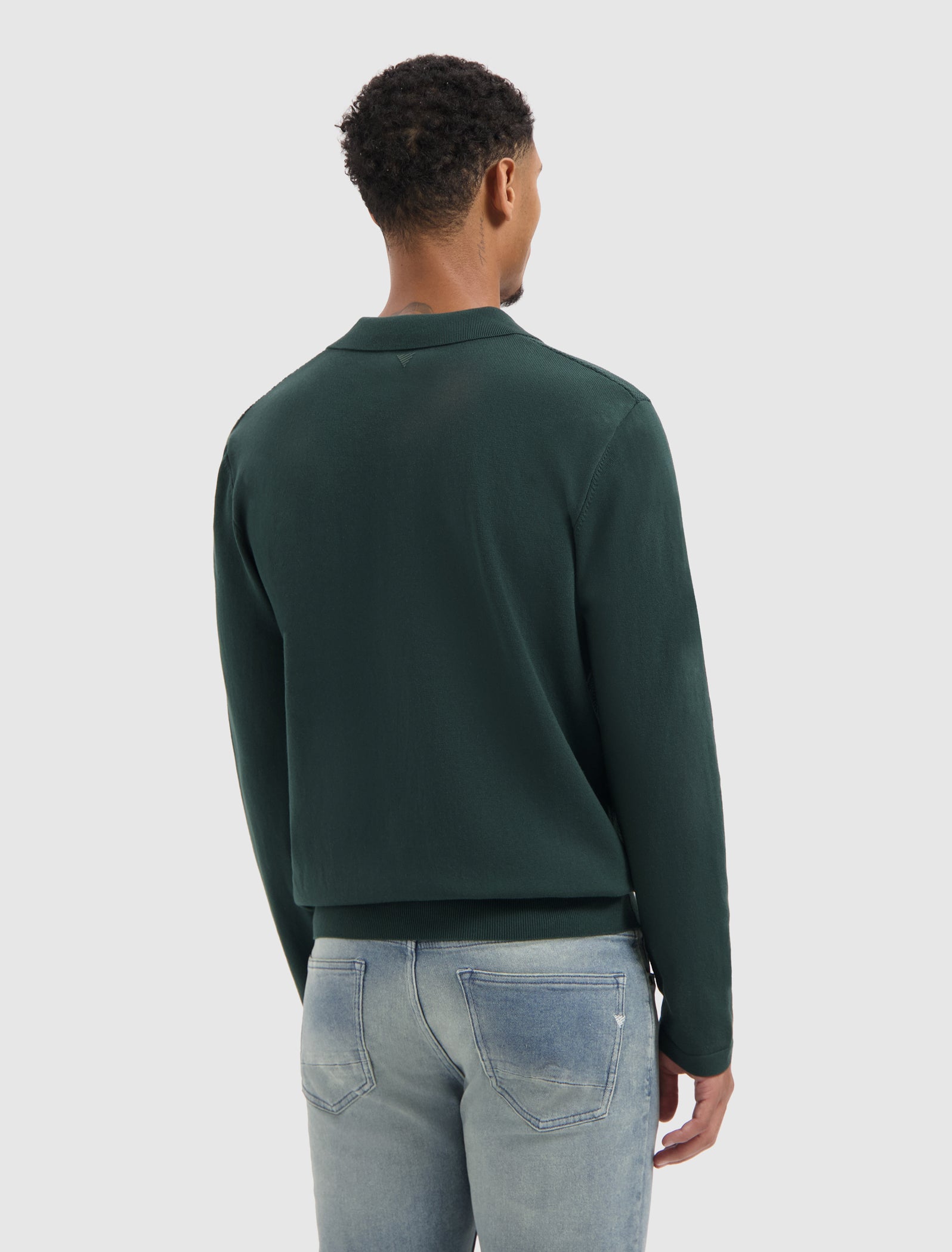 Braided Structure Knit Polo | Dark Green