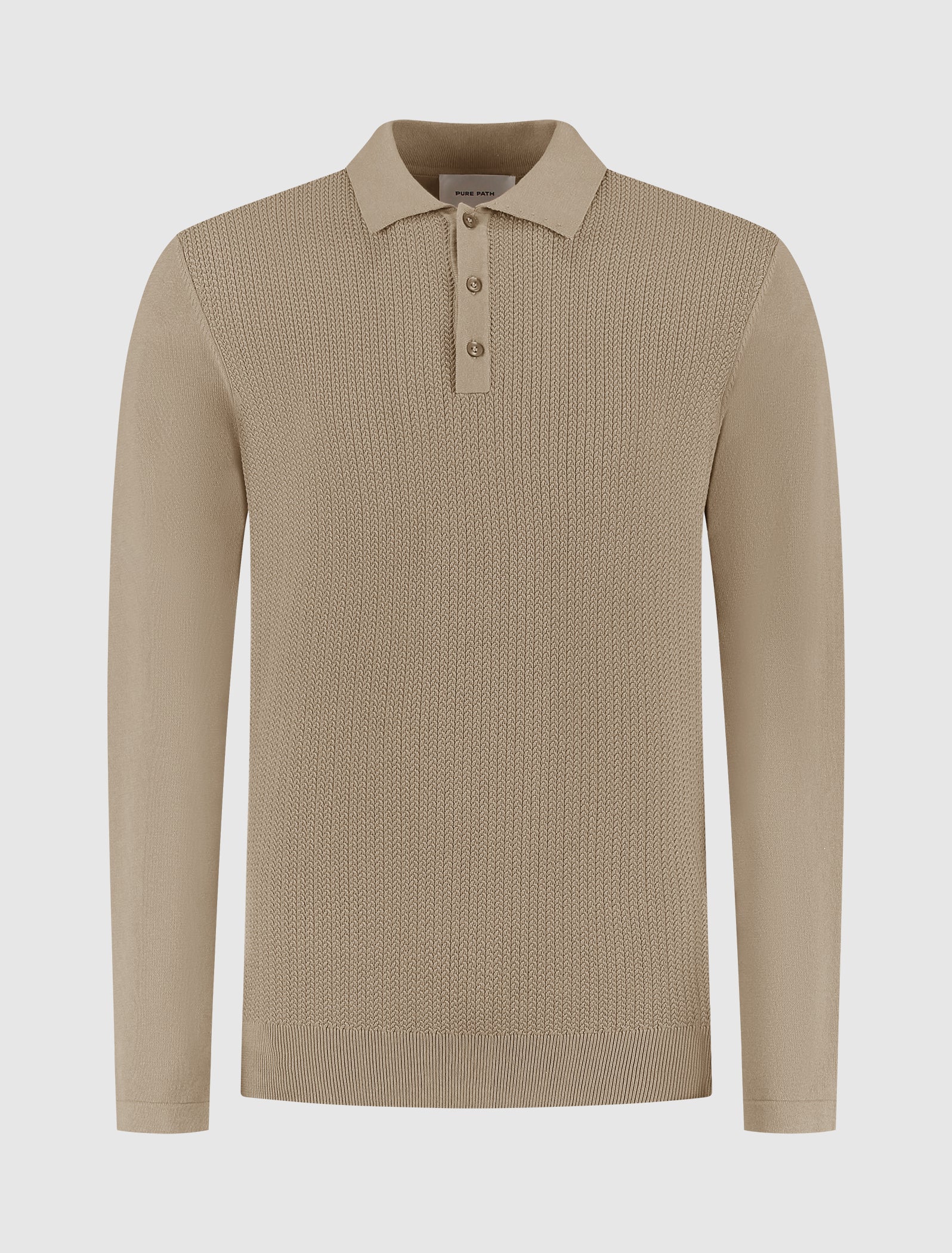Braided Structure Knit Polo | Taupe