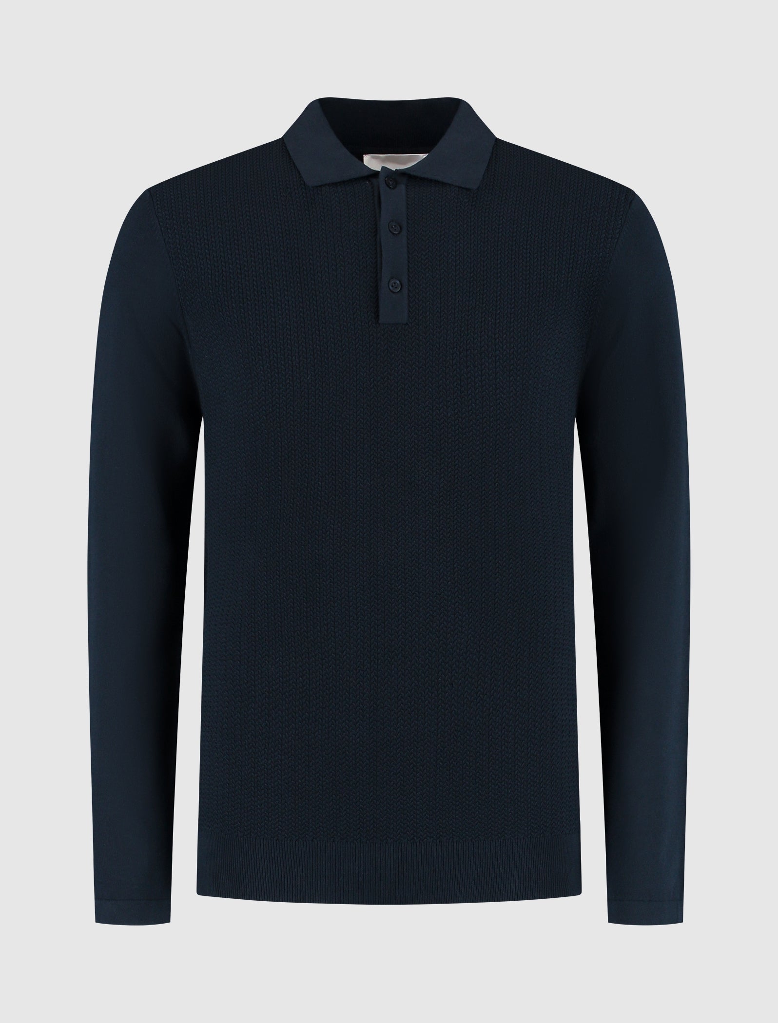Braided Structure Knit Polo | Dark Navy