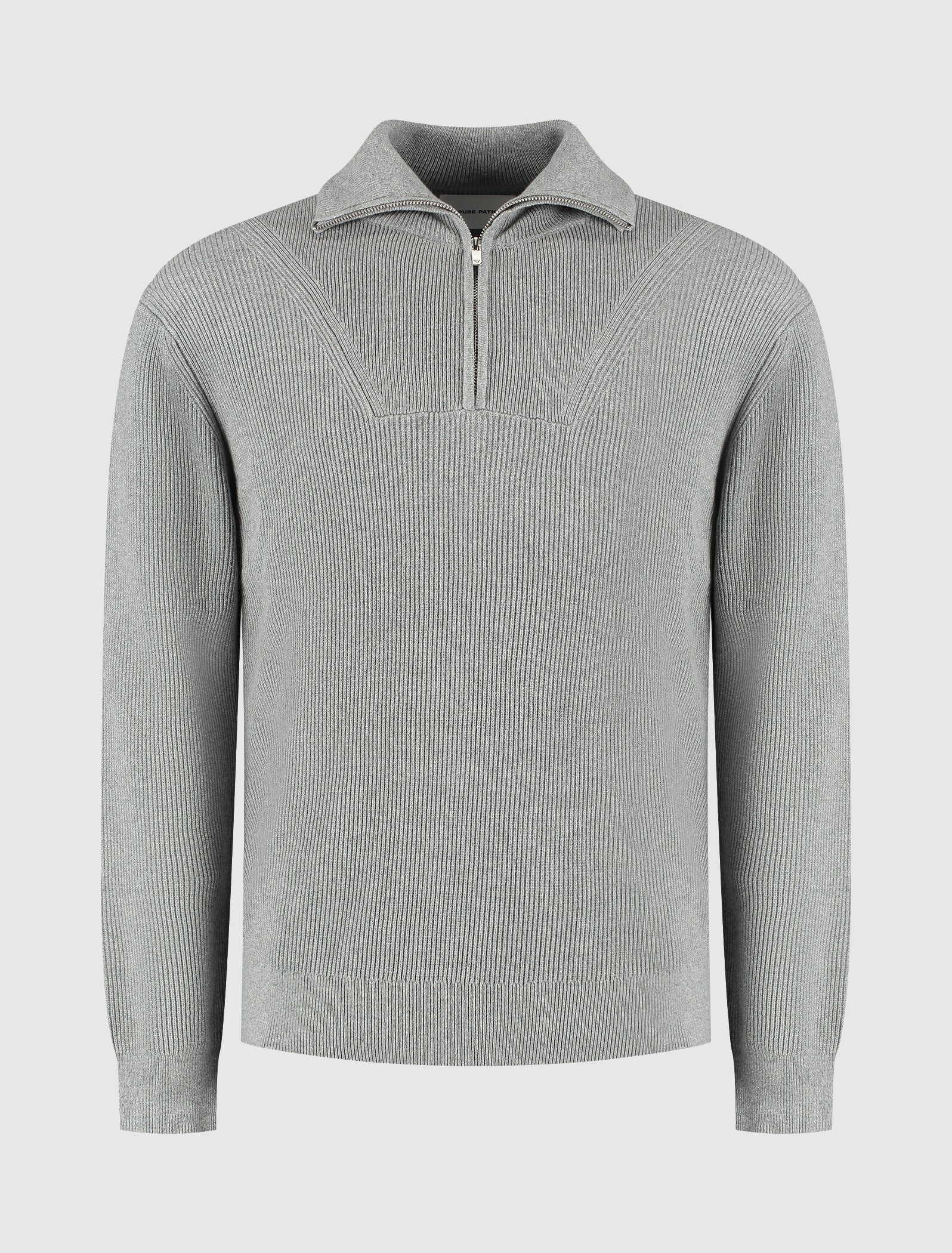 Rib Knit Half-zip Sweater | Grey Melange