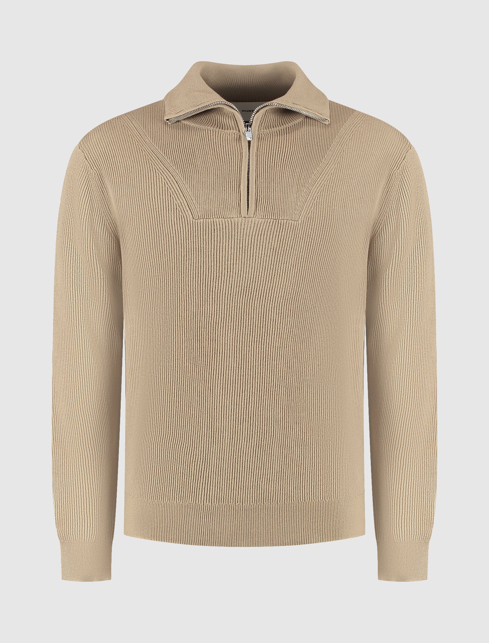 Rib Knit Half-zip Sweater | Taupe