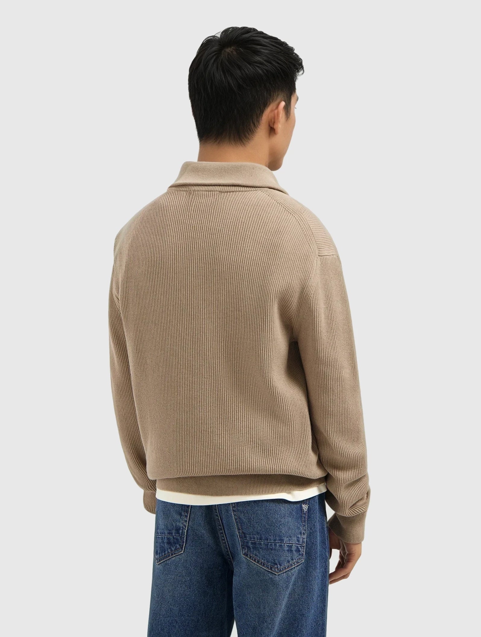 Rib Knit Half-zip Sweater | Taupe