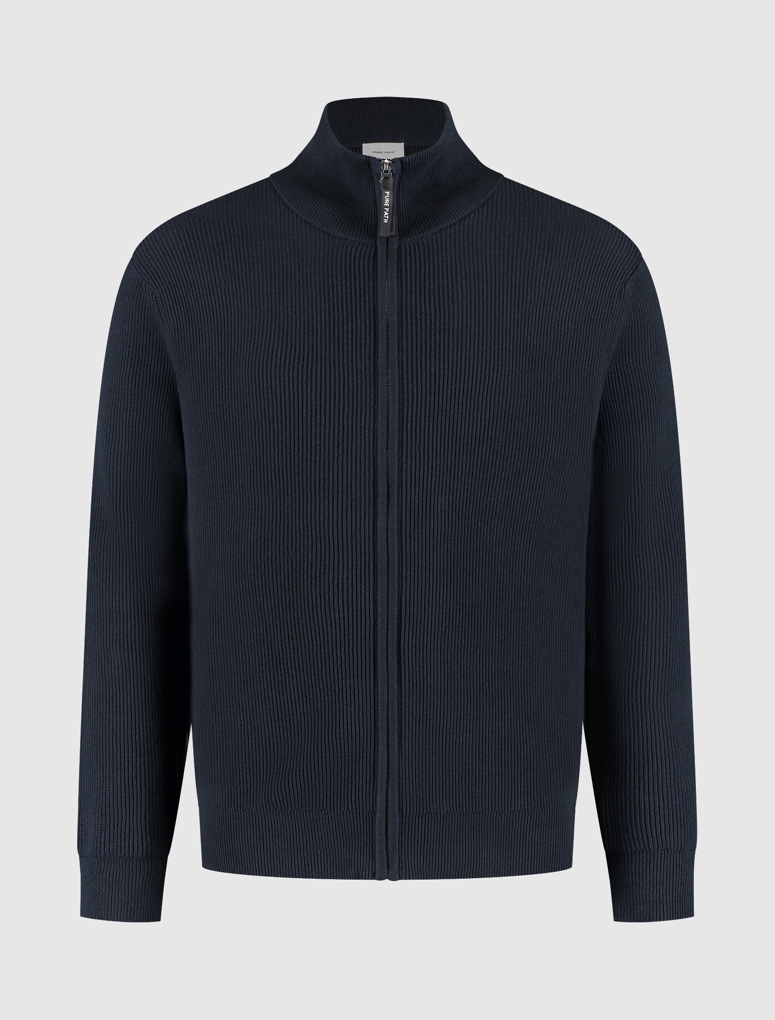 Rib Knit Full-zip Cardigan | Dark Navy