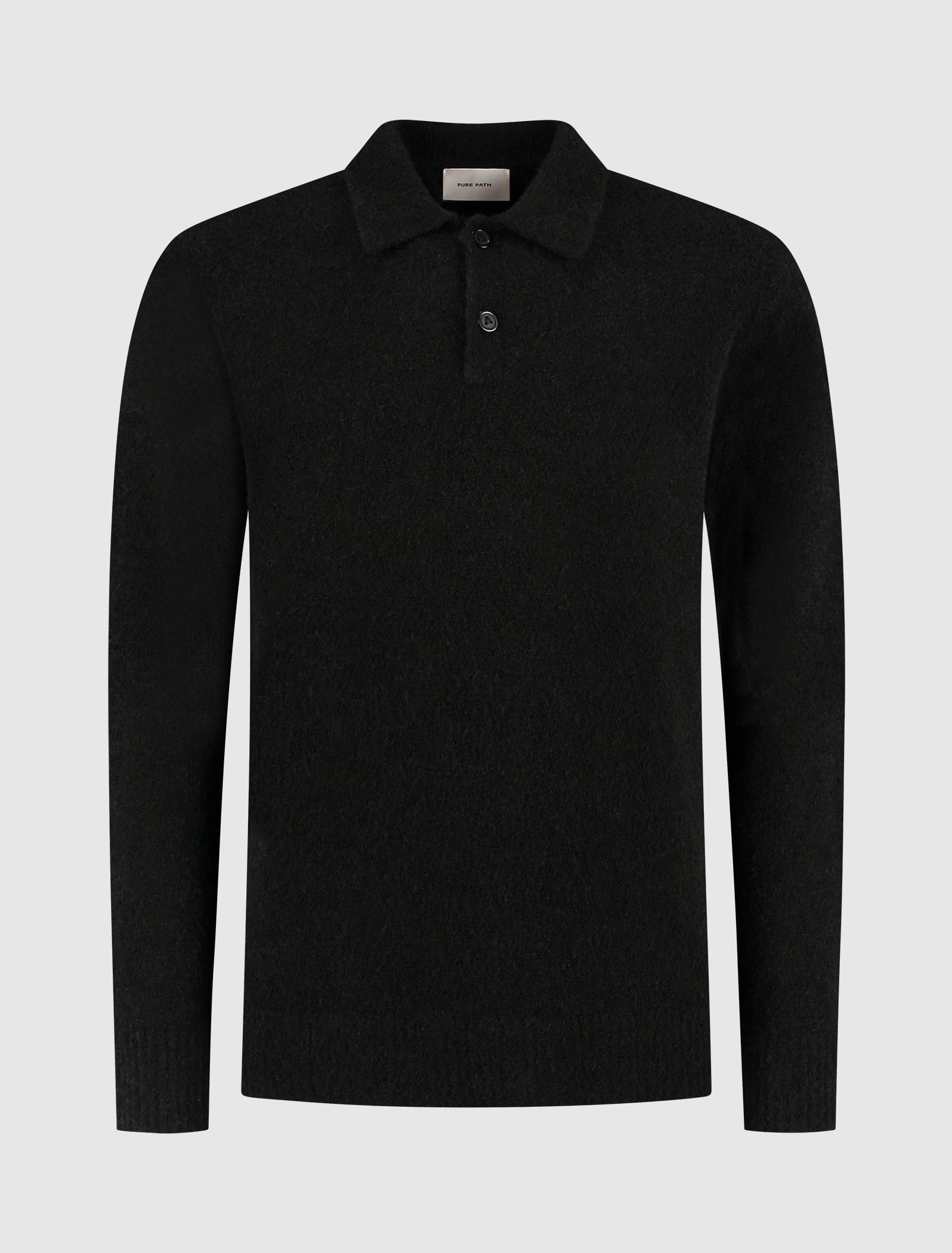 Bouclé Knit Polo | Black