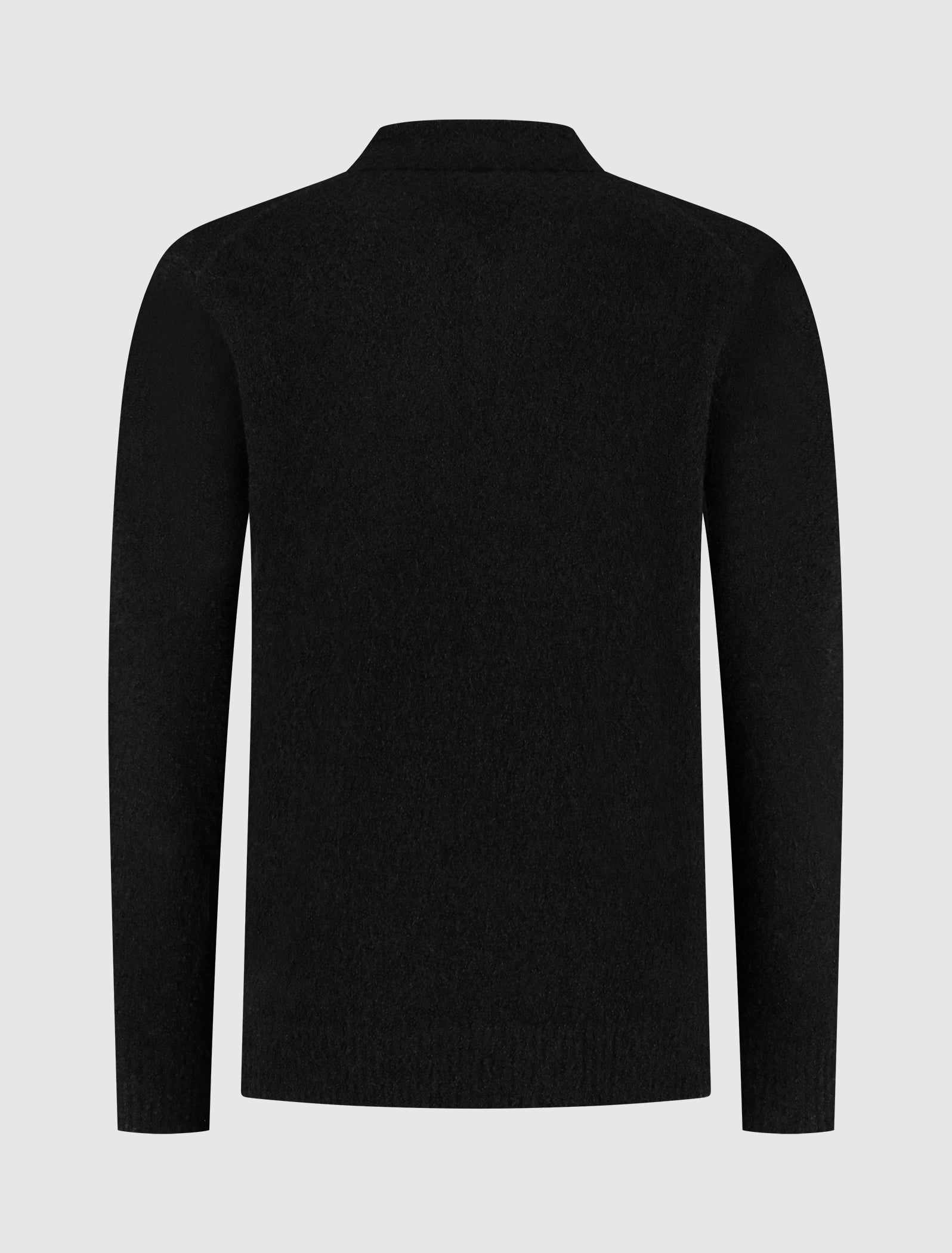 Bouclé Knit Polo | Black