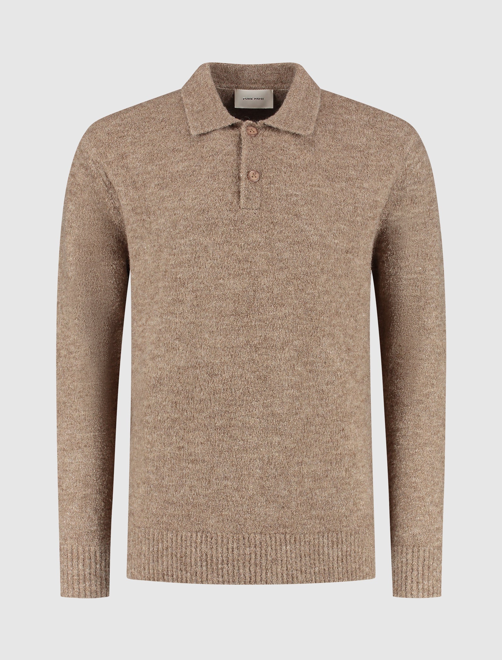 Bouclé Knit Polo | Taupe