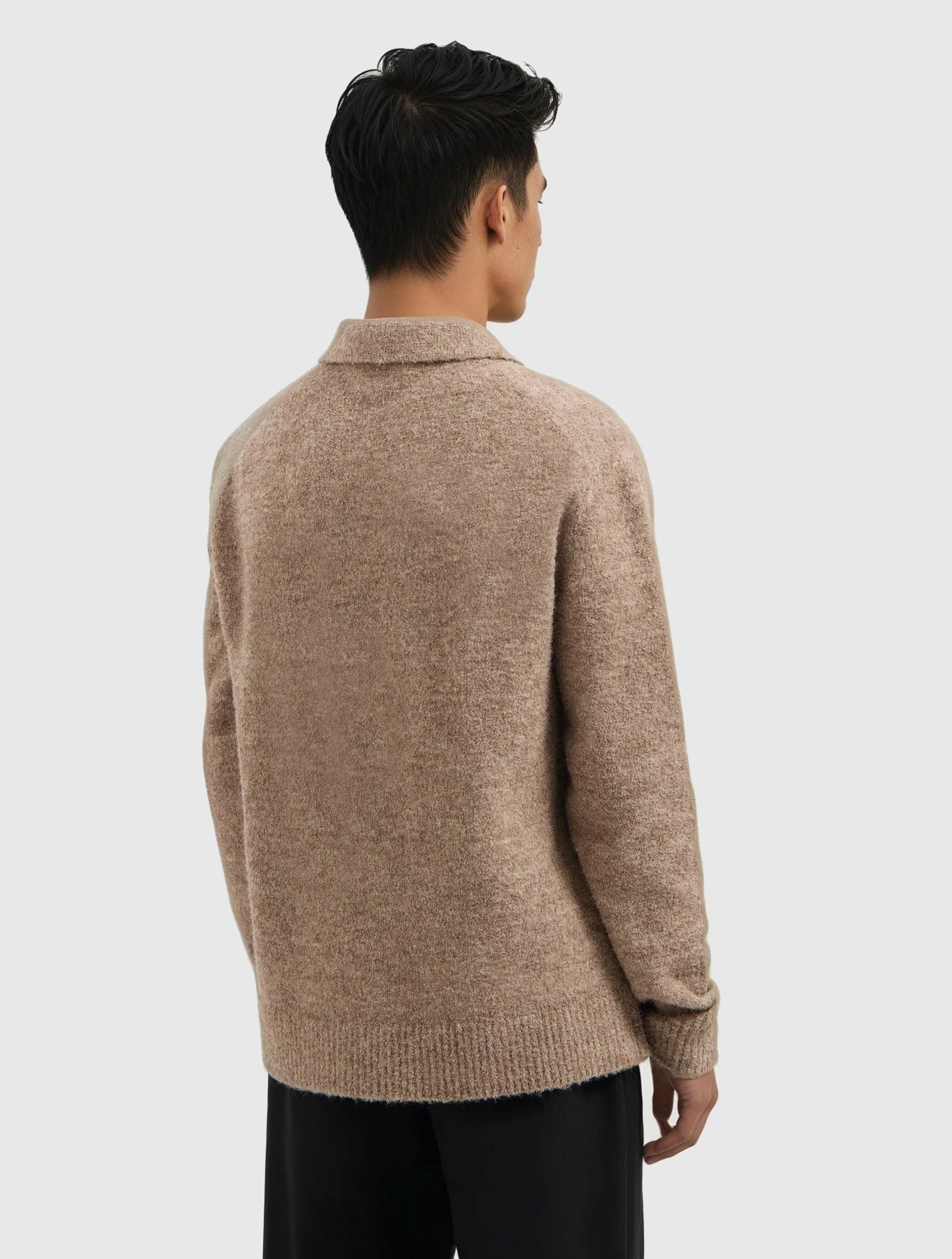 Bouclé Knit Polo | Taupe