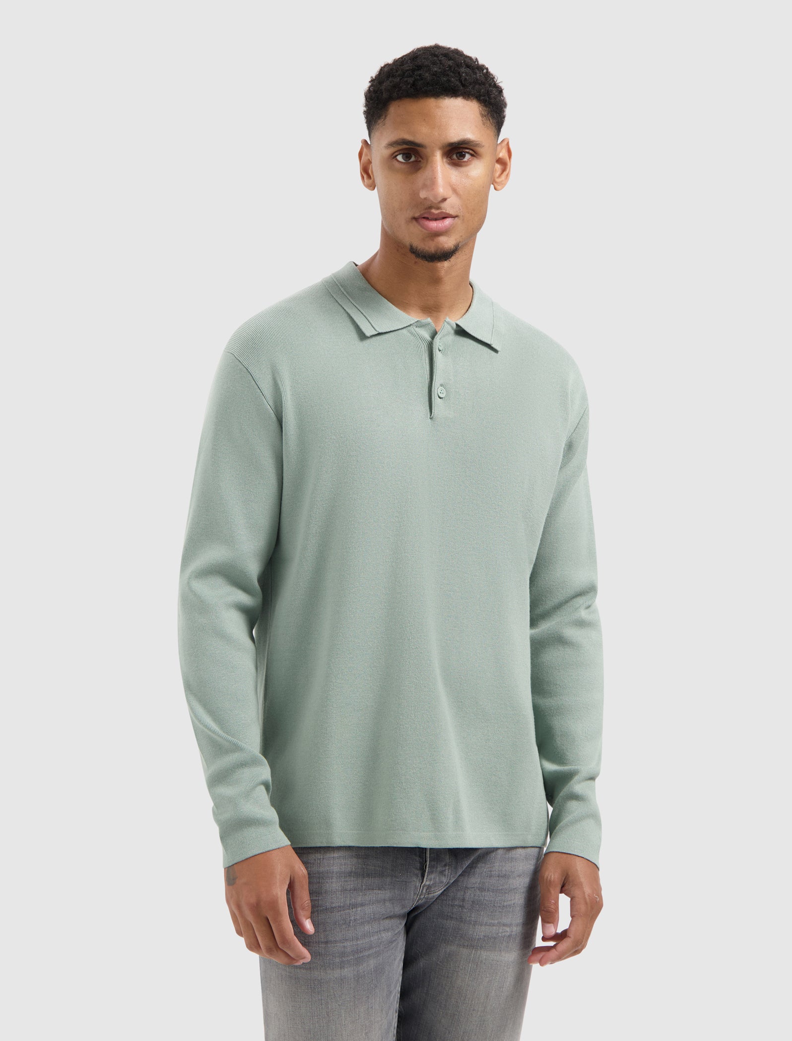 Heavy Knit Polo | Army Green