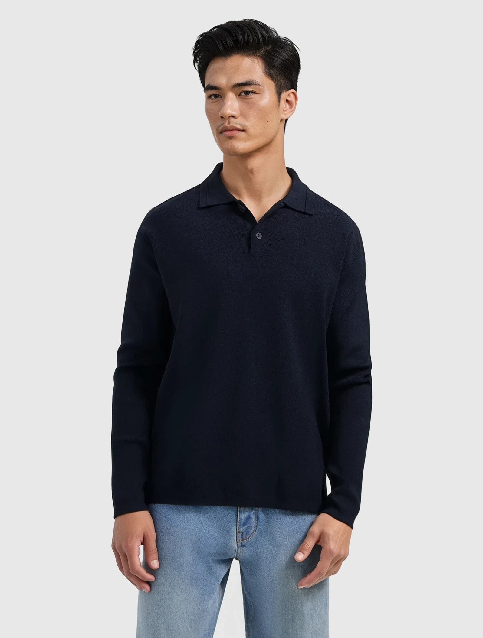 Heavy Knit Polo | Dark Navy