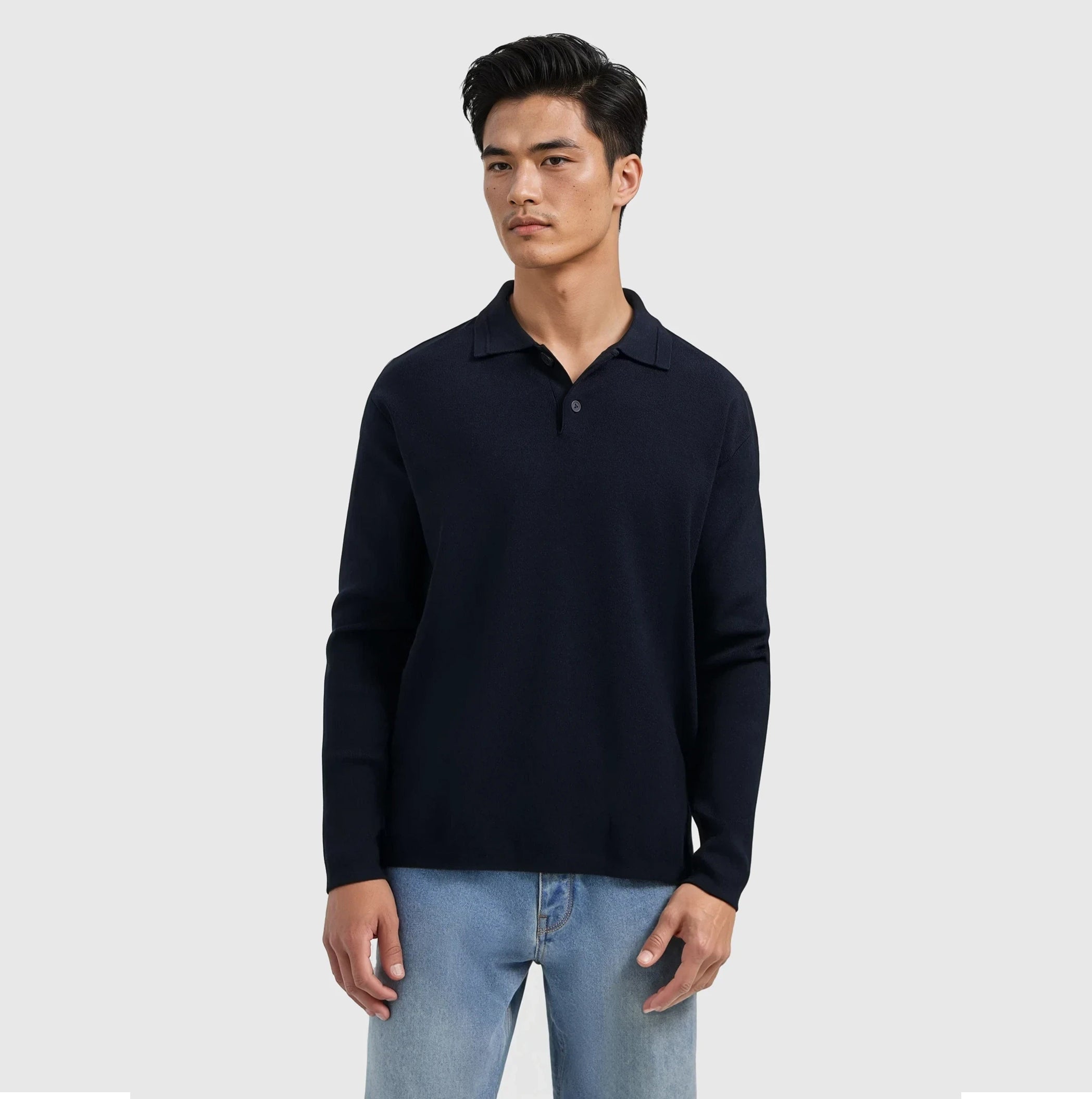 Heavy Knit Polo | Dark Navy