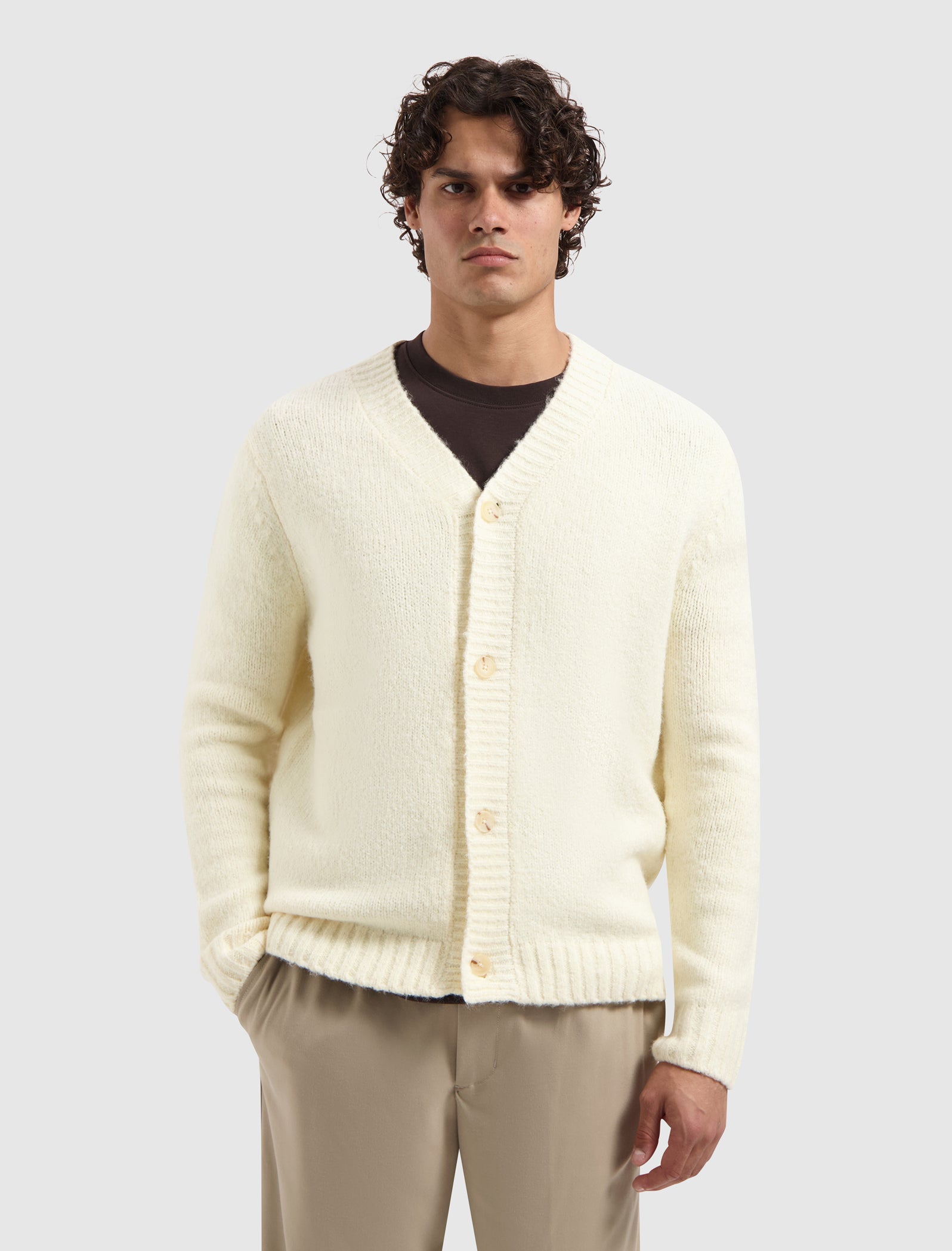 Knit V-neck Cardigan | Ecru