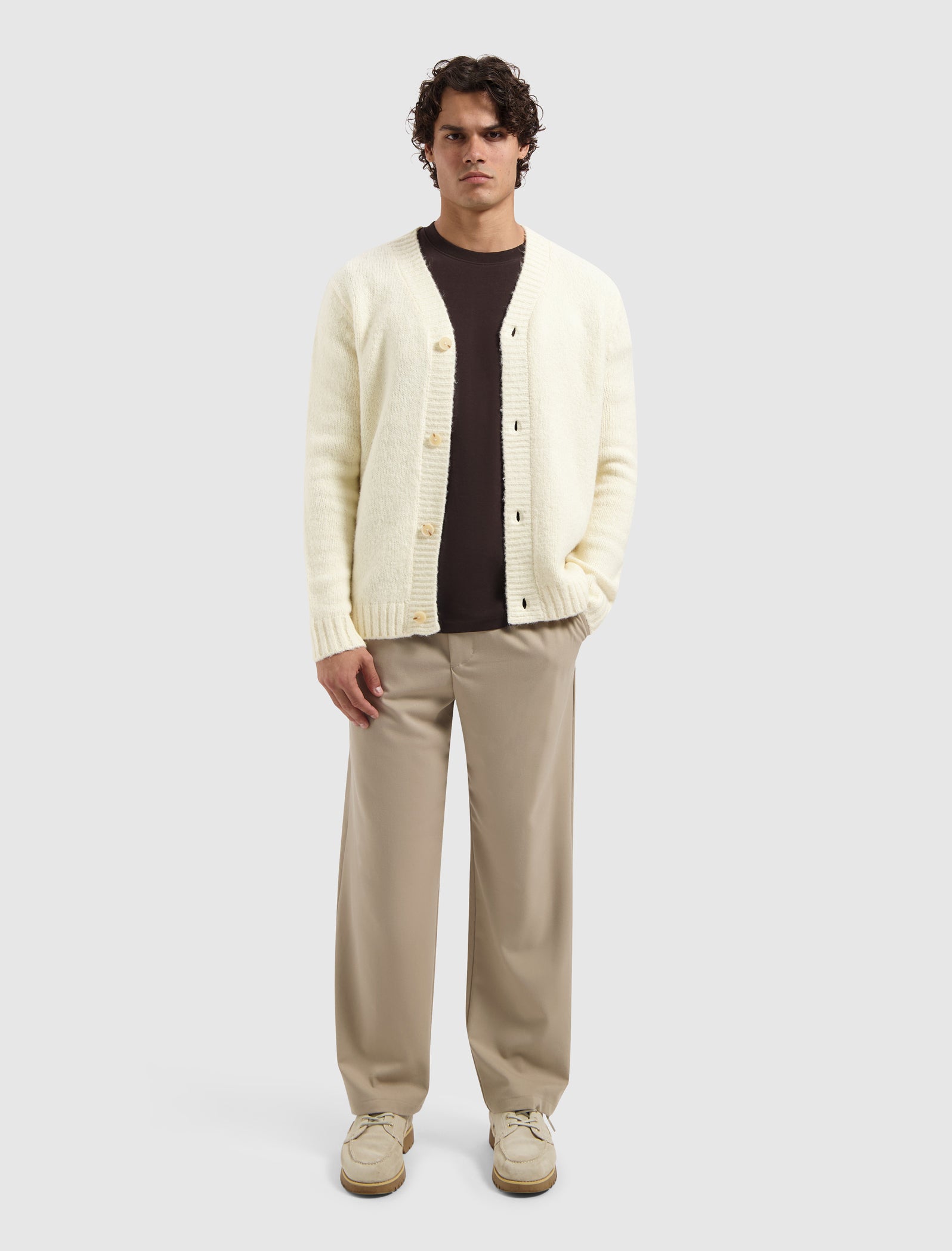 Knit V-neck Cardigan | Ecru