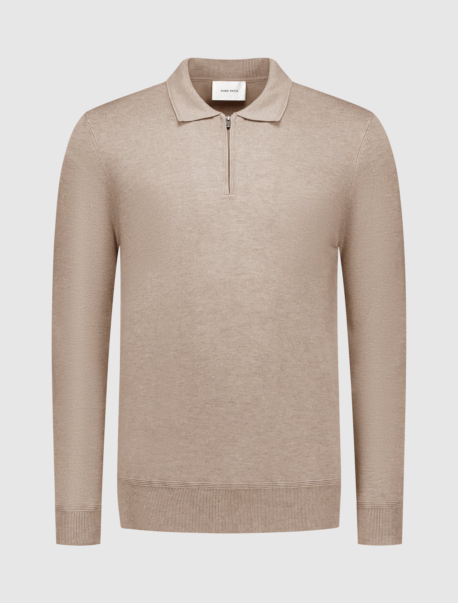 Knit Half-zip Polo | Taupe Melange