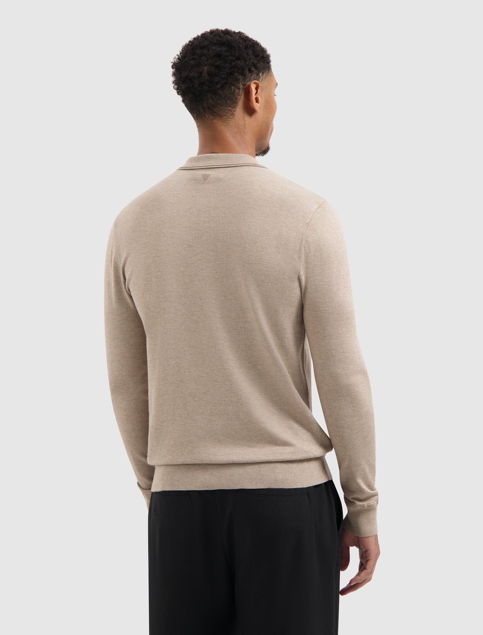 Knit Half-zip Polo | Taupe Melange