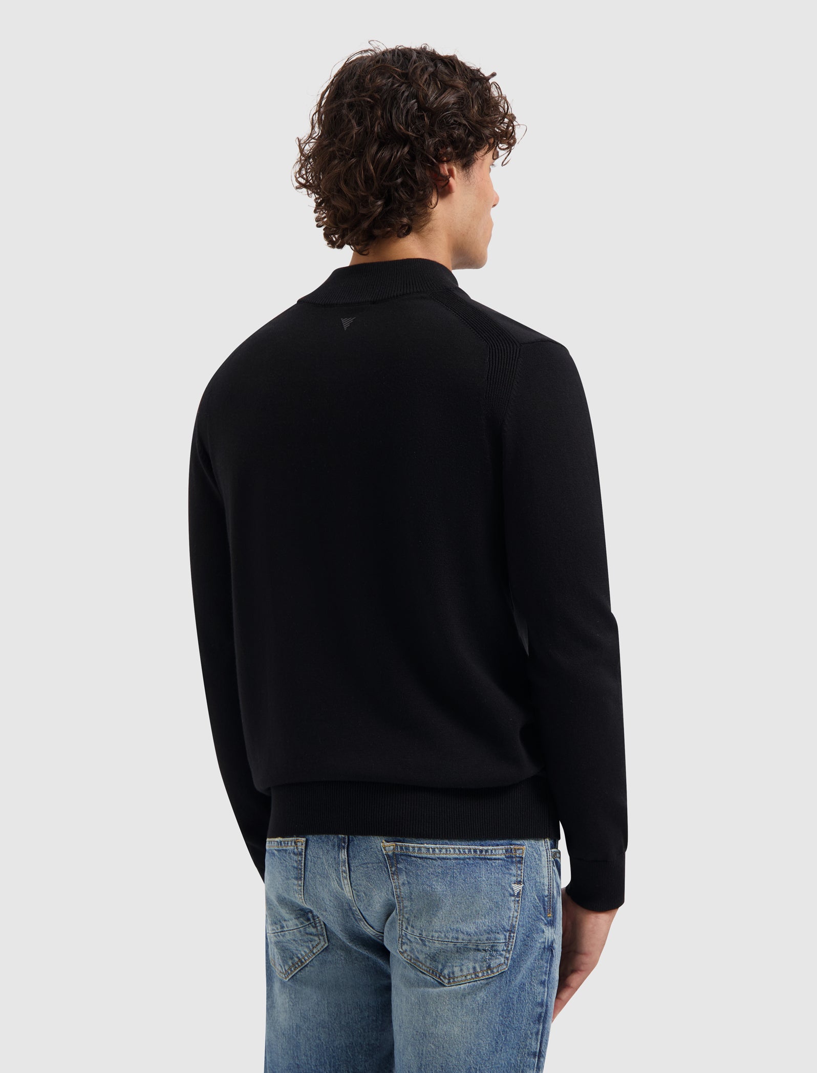 Knit Hidden Half-zip Sweater | Black