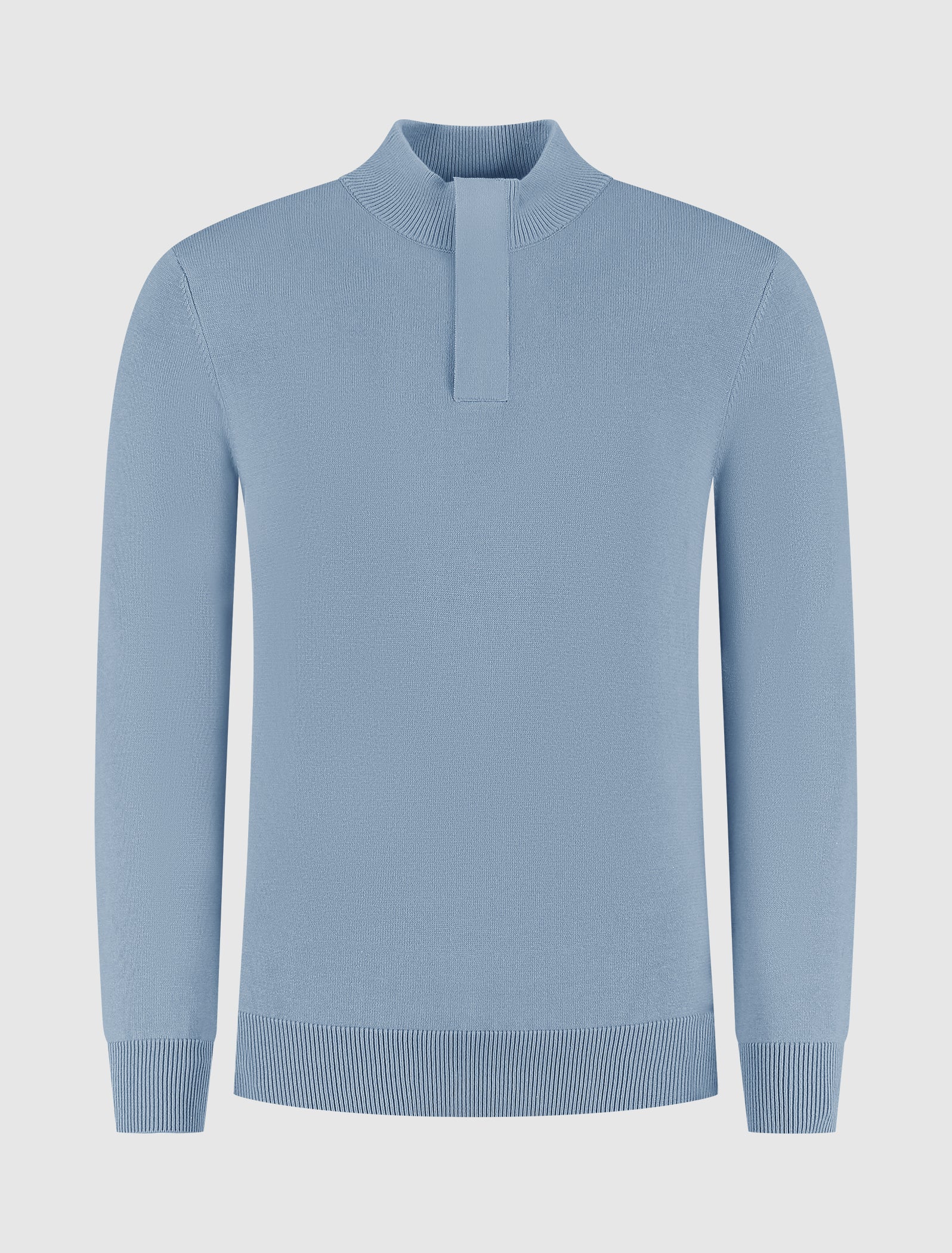 Knit Hidden Half-zip Sweater | Mid Blue