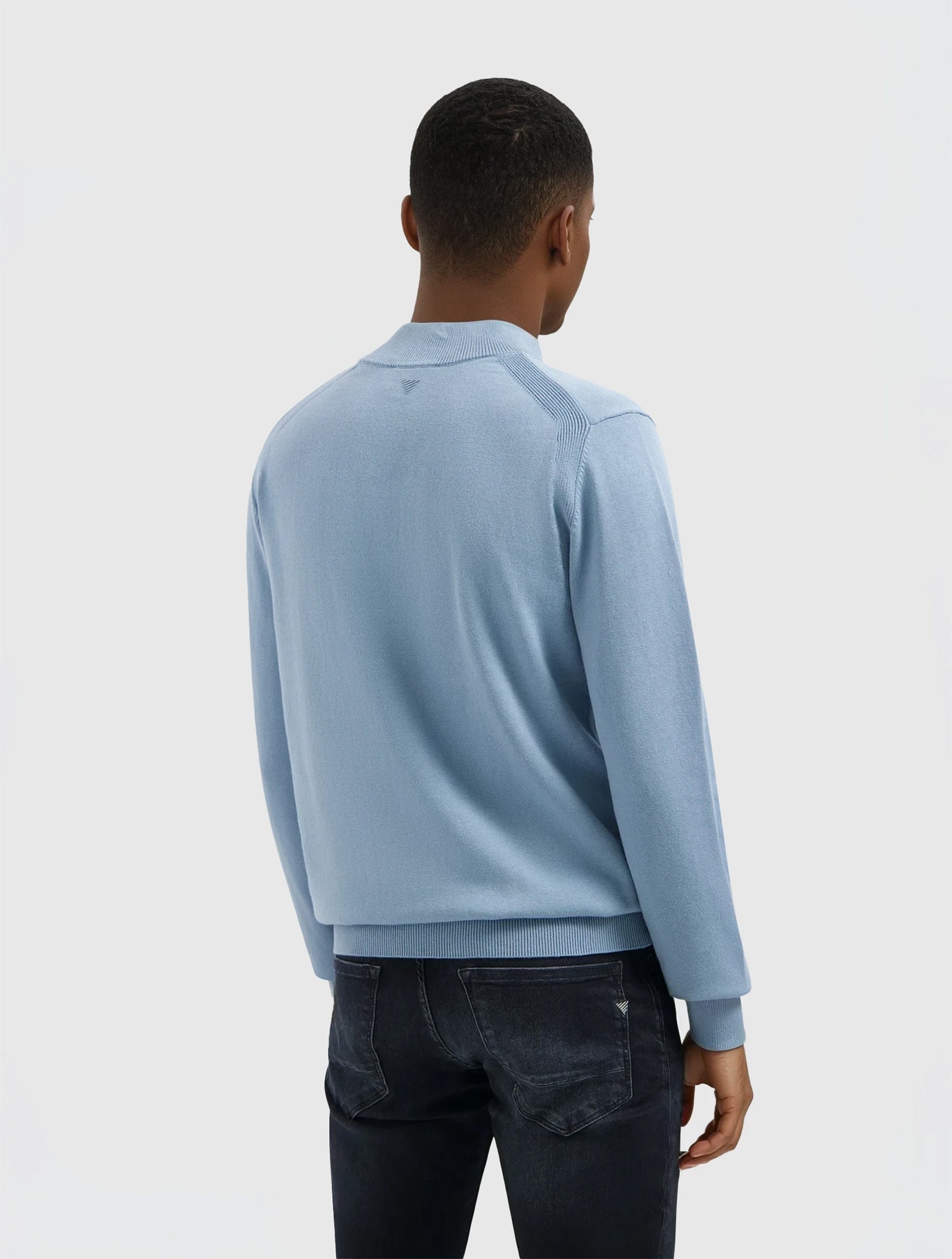 Knit Hidden Half-zip Sweater | Mid Blue
