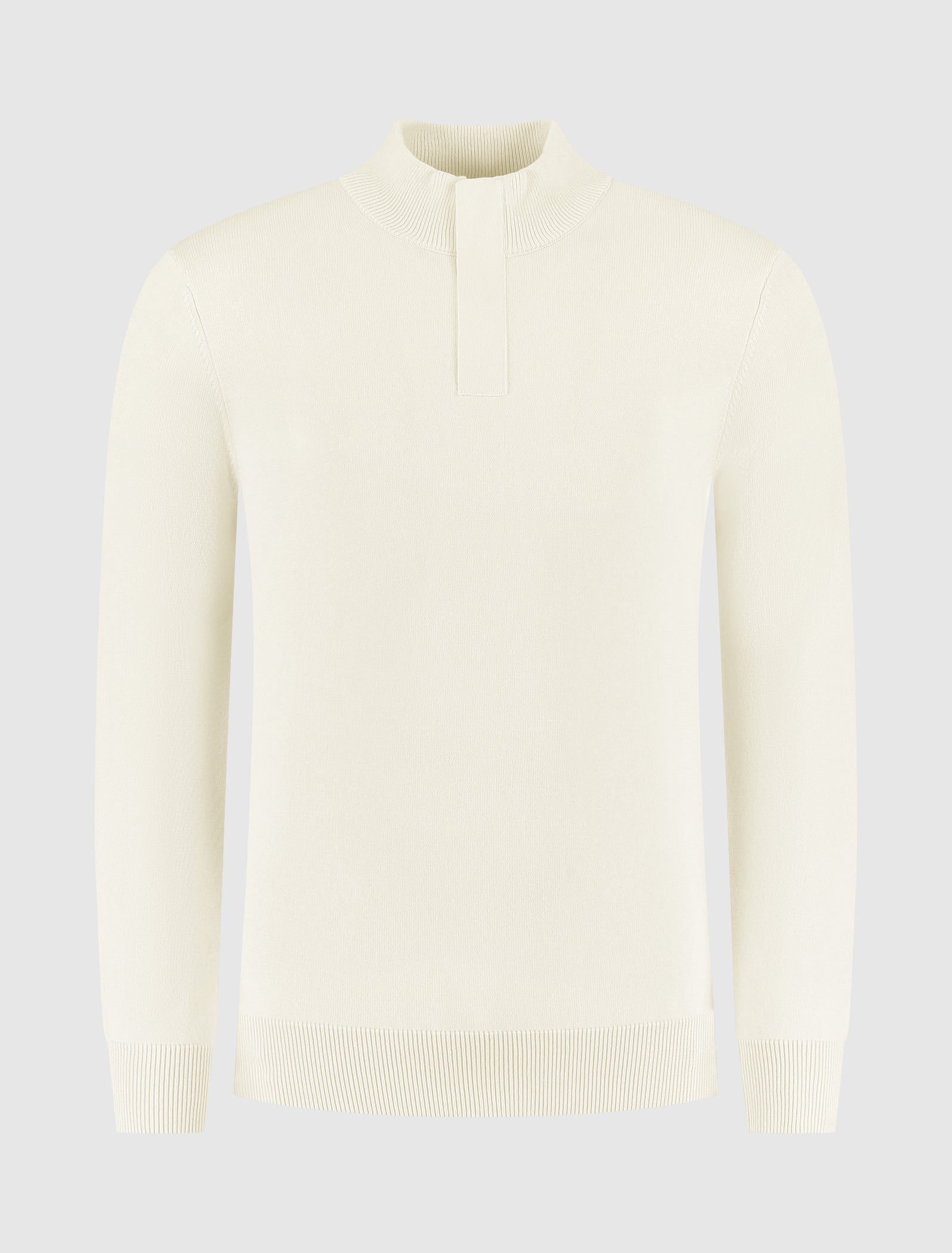Knit Hidden Half-zip Sweater | Ecru