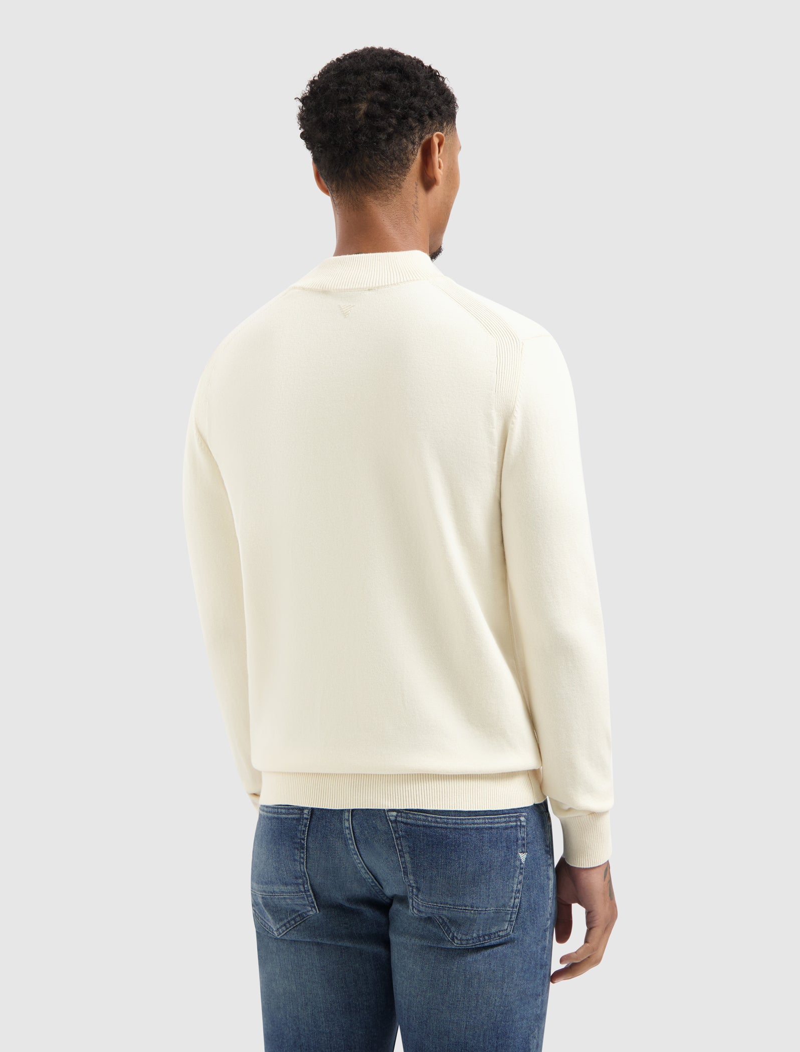 Knit Hidden Half-zip Sweater | Ecru