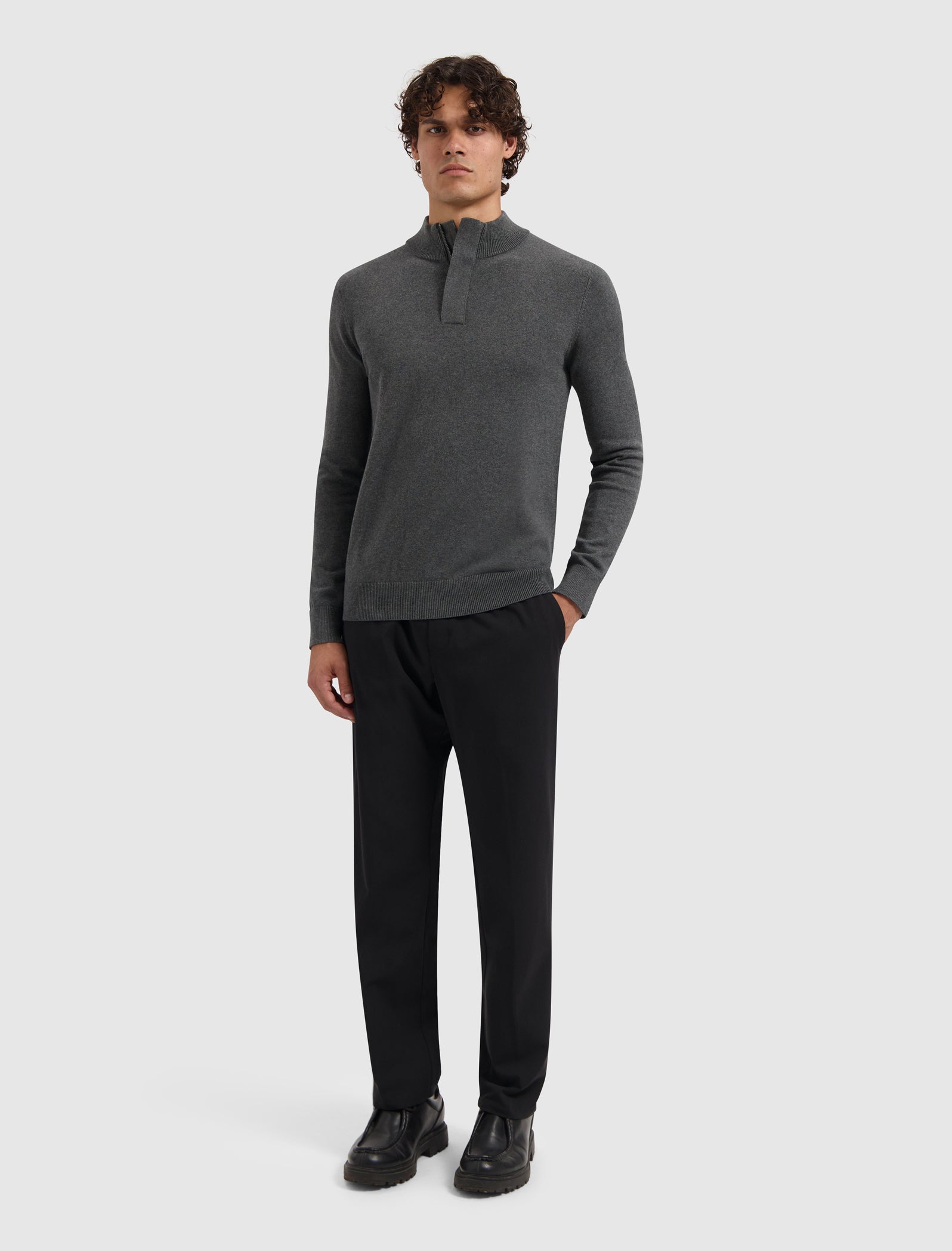 Knit Hidden Half-zip Sweater | Antra Melange