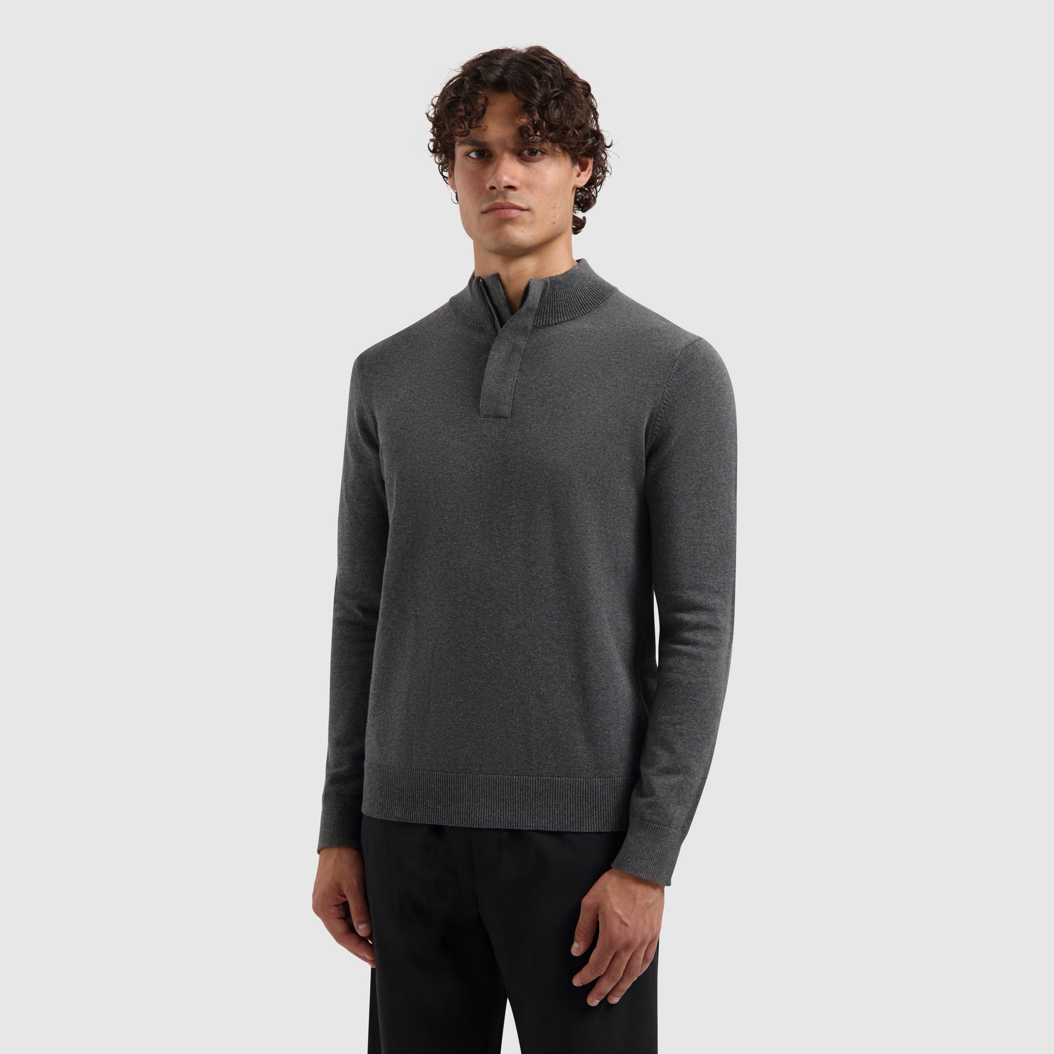 Knit Hidden Half-zip Sweater | Antra Melange