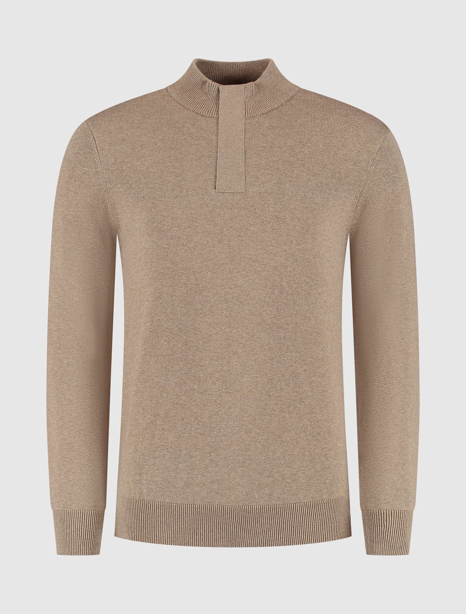Knit Hidden Half-zip Sweater | Taupe Melange