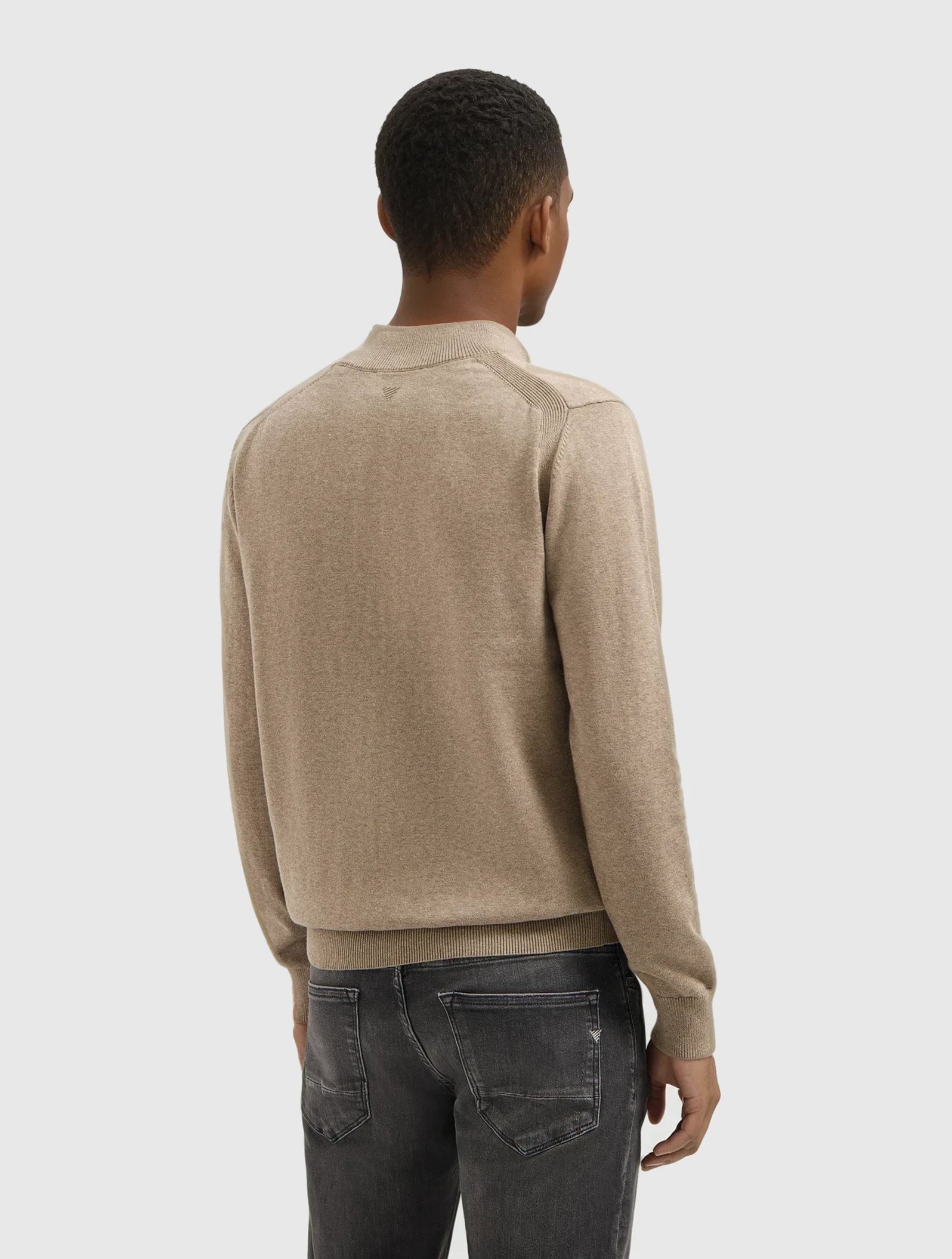 Knit Hidden Half-zip Sweater | Taupe Melange