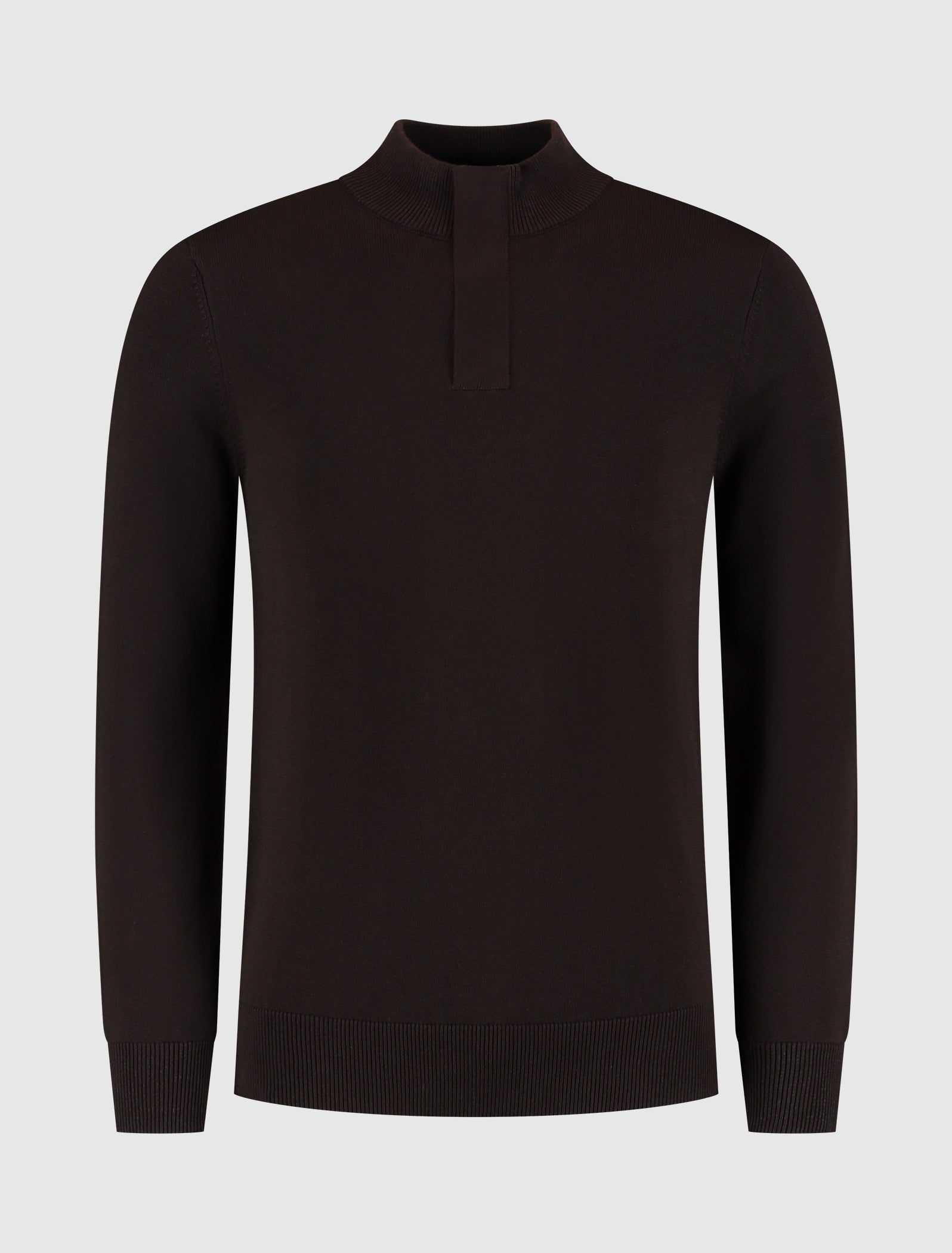 Knit Hidden Half-zip Sweater | Dark Brown