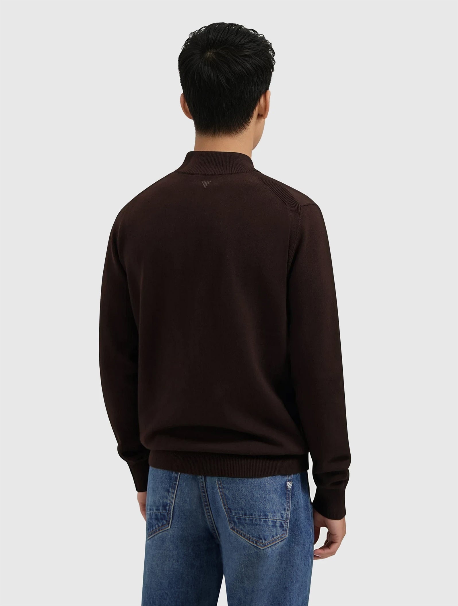 Knit Hidden Half-zip Sweater | Dark Brown