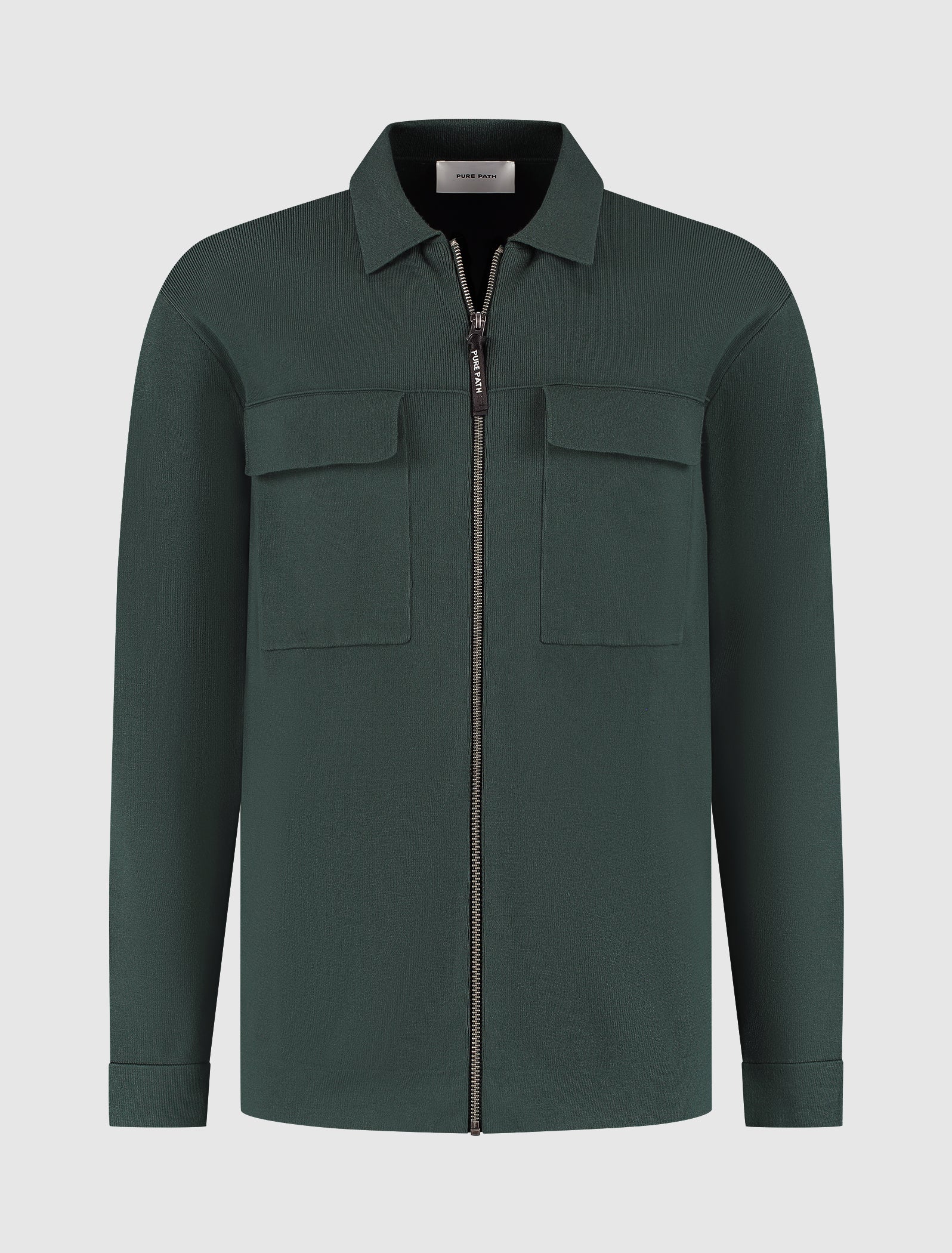 Heavy Knit Full-zip Cardigan | Dark Green