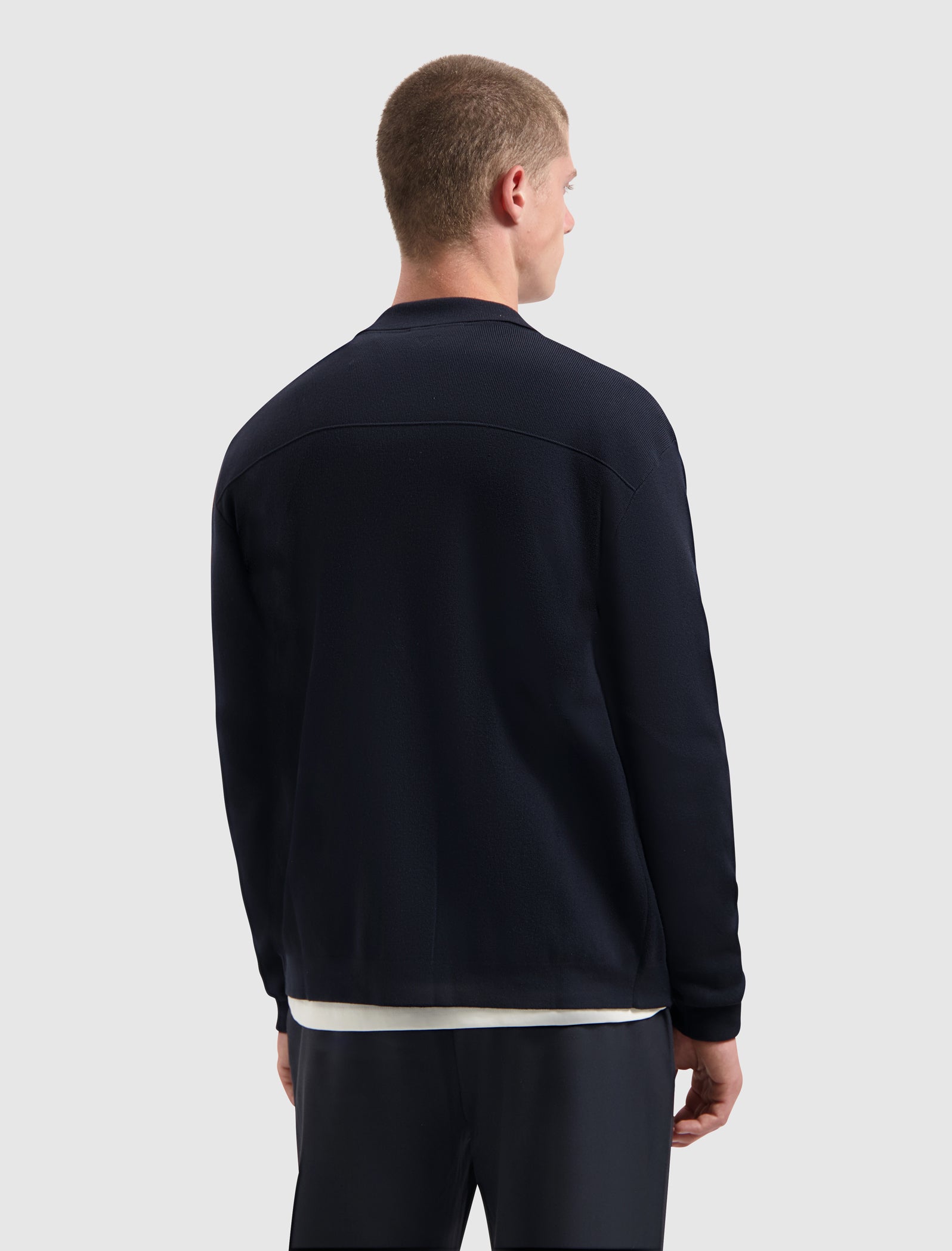 Heavy Knit Full-zip Cardigan | Dark Navy