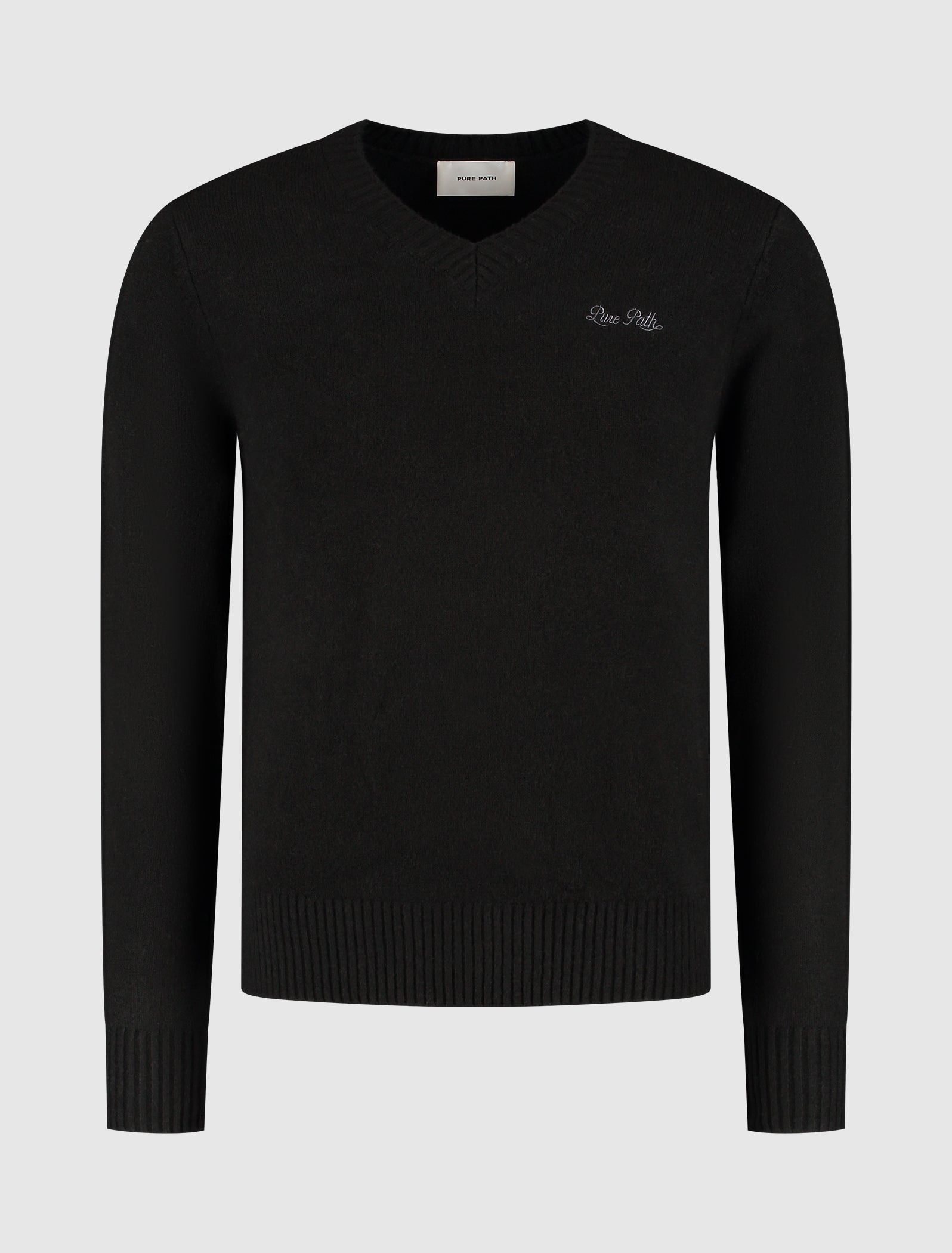 Melange Knit V-neck Sweater | Black