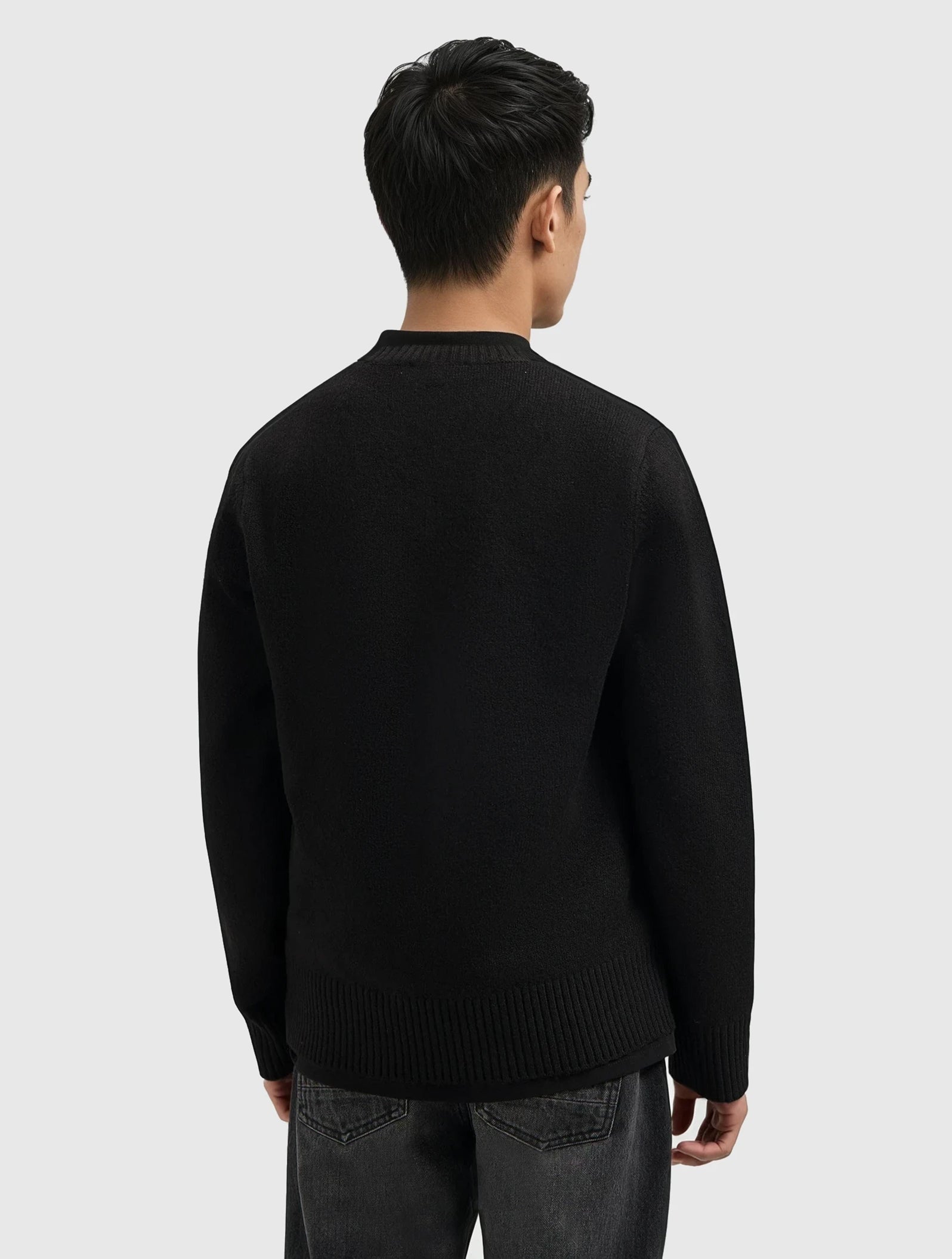 Melange Knit V-neck Sweater | Black