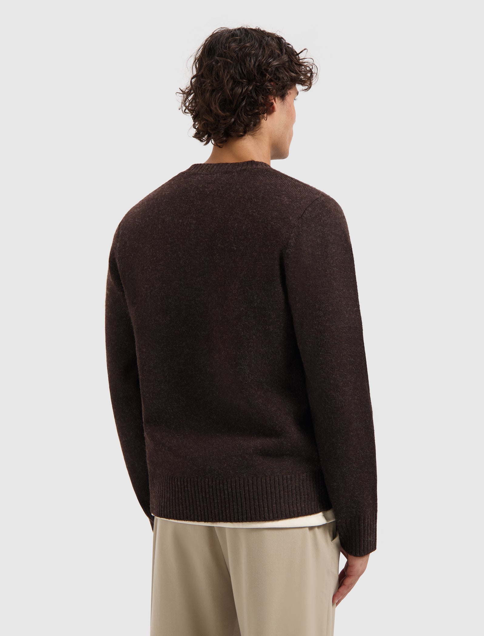 Melange Knit V-neck Sweater | Dark Brown