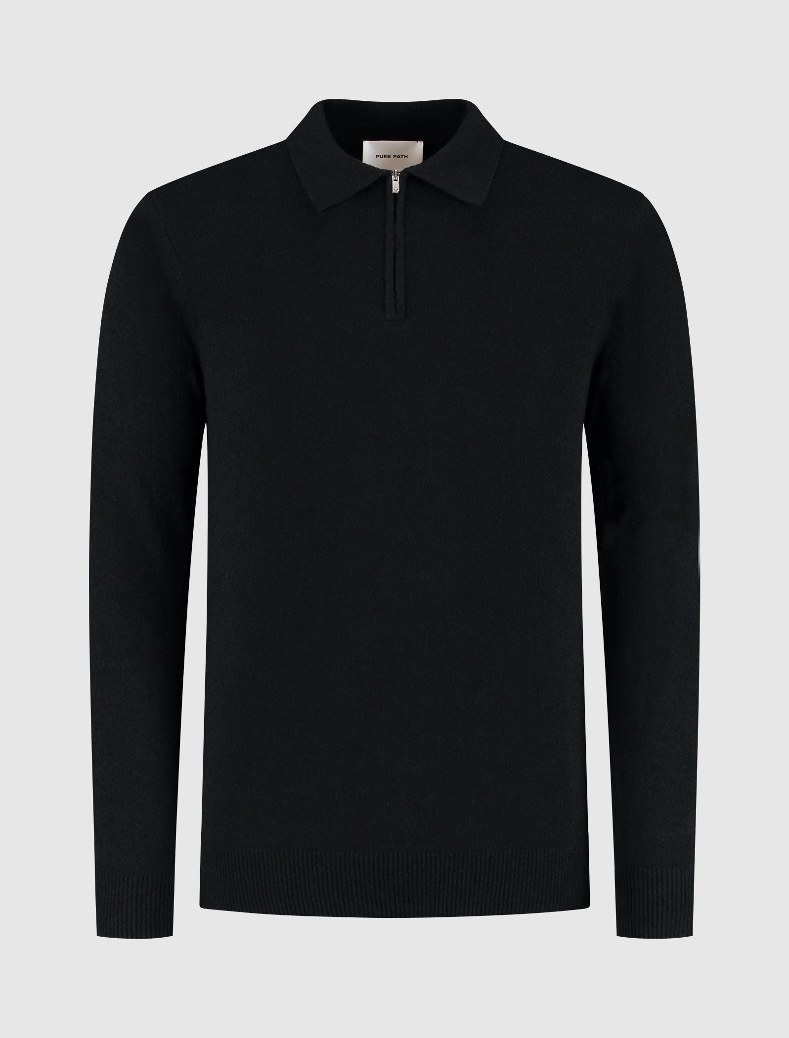 Bouclé Knit Half-zip Polo | Black