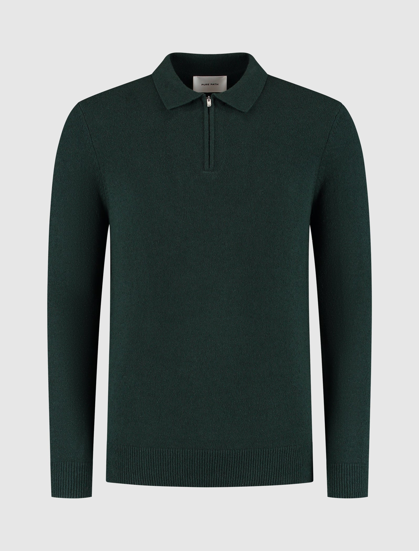 Bouclé Knit Half-zip Polo | Dark Green