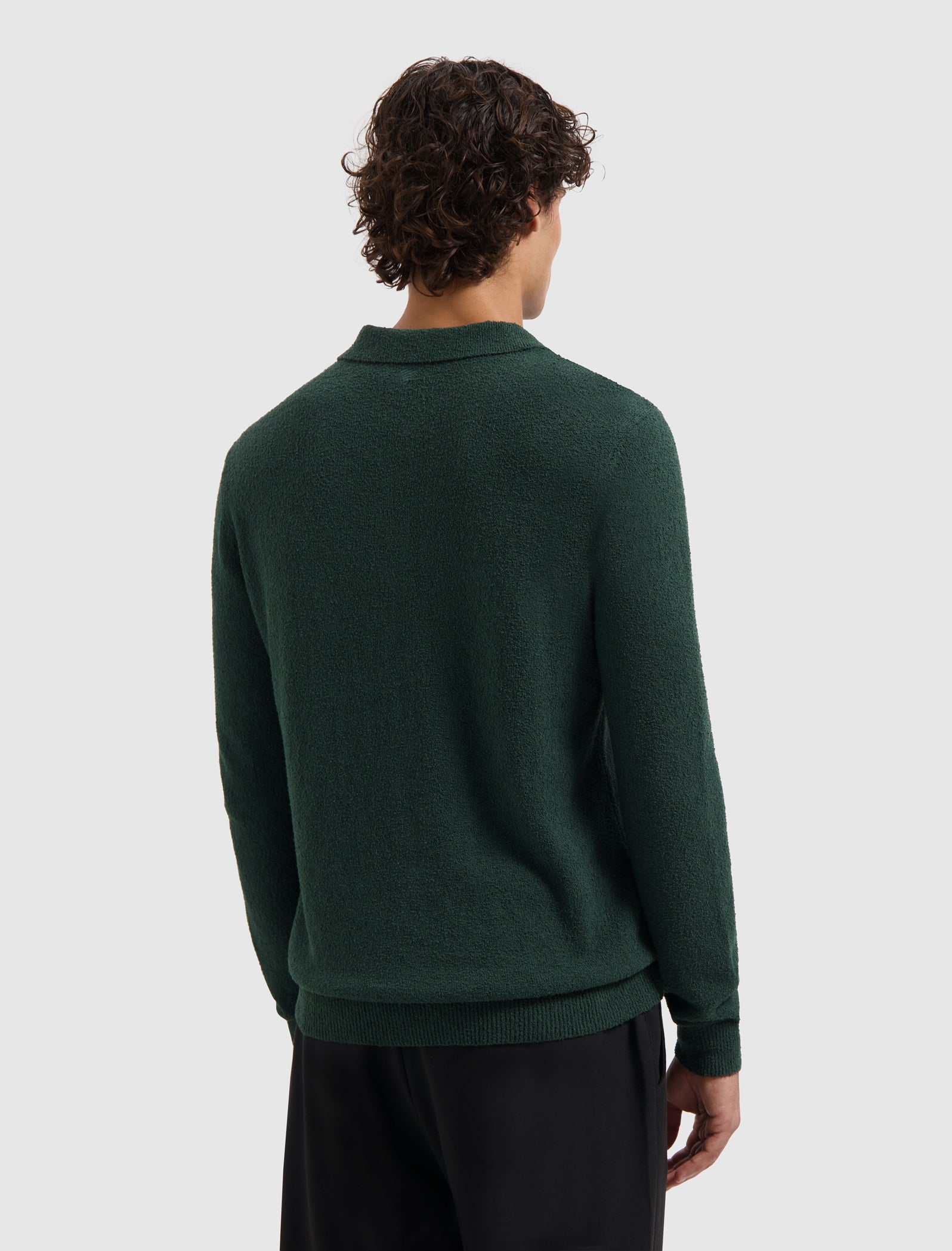Bouclé Knit Half-zip Polo | Dark Green