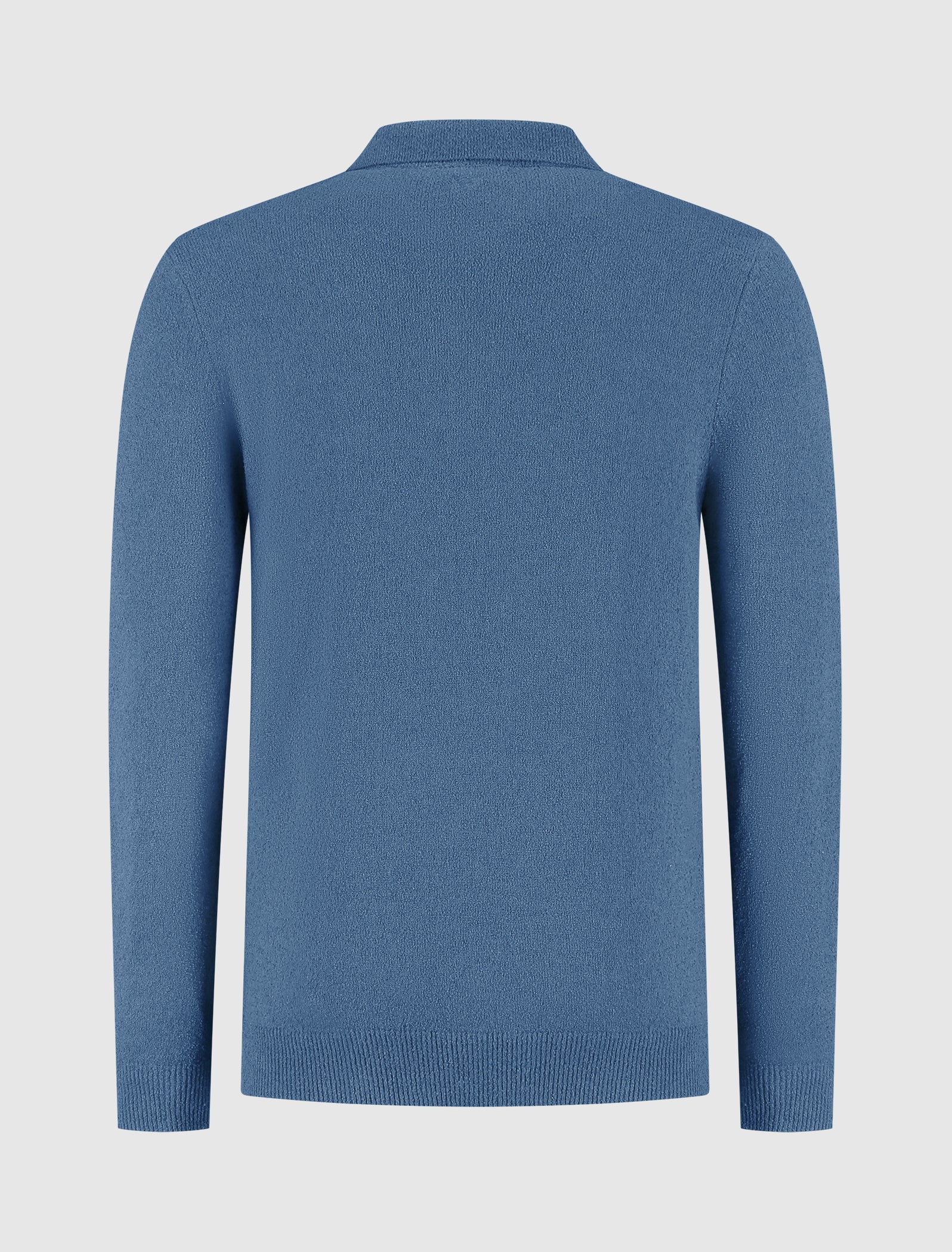 Bouclé Knit Half-zip Polo | Blue Grey