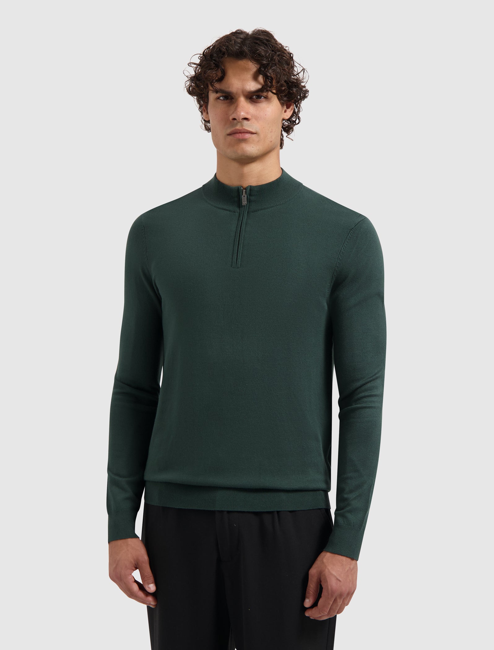 Knit Half-zip Sweater | Dark Green