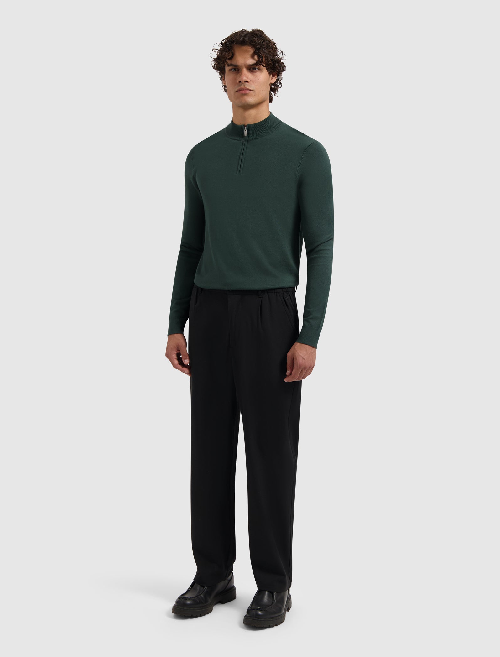 Knit Half-zip Sweater | Dark Green