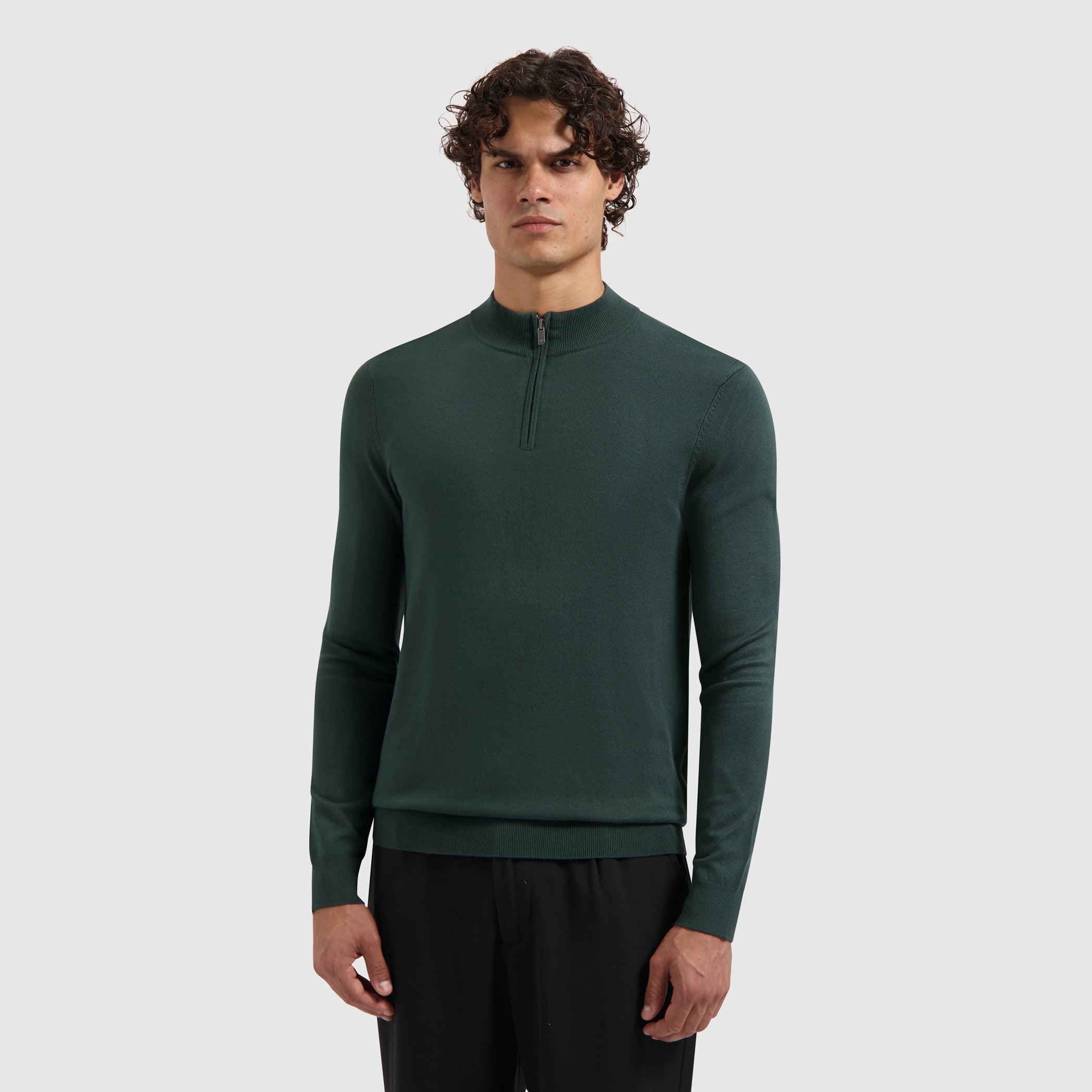 Knit Half-zip Sweater | Dark Green