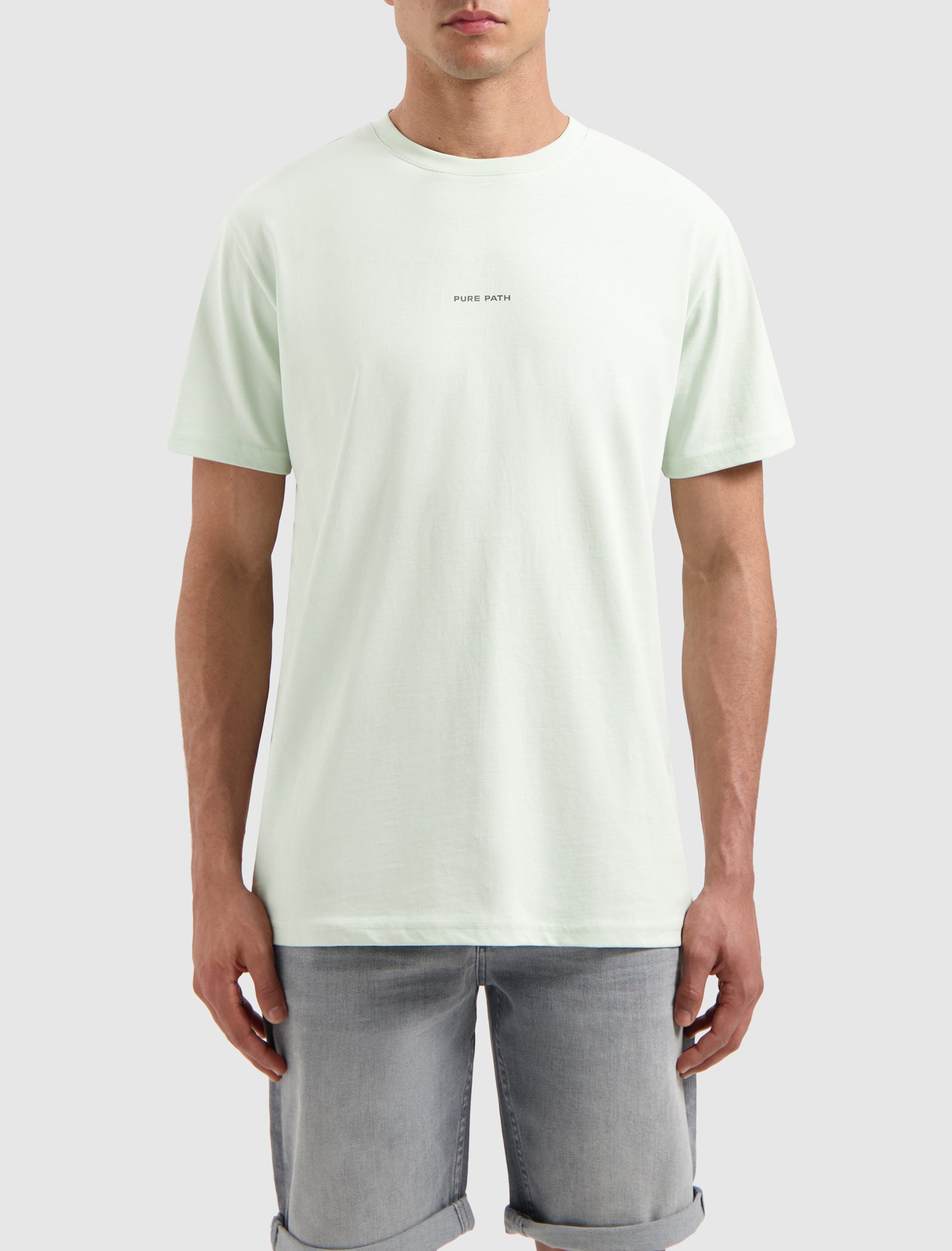 Tonal Floral Back Print T-shirt | Light Green