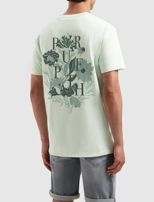 Tonal Floral Back Print T-shirt | Light Green