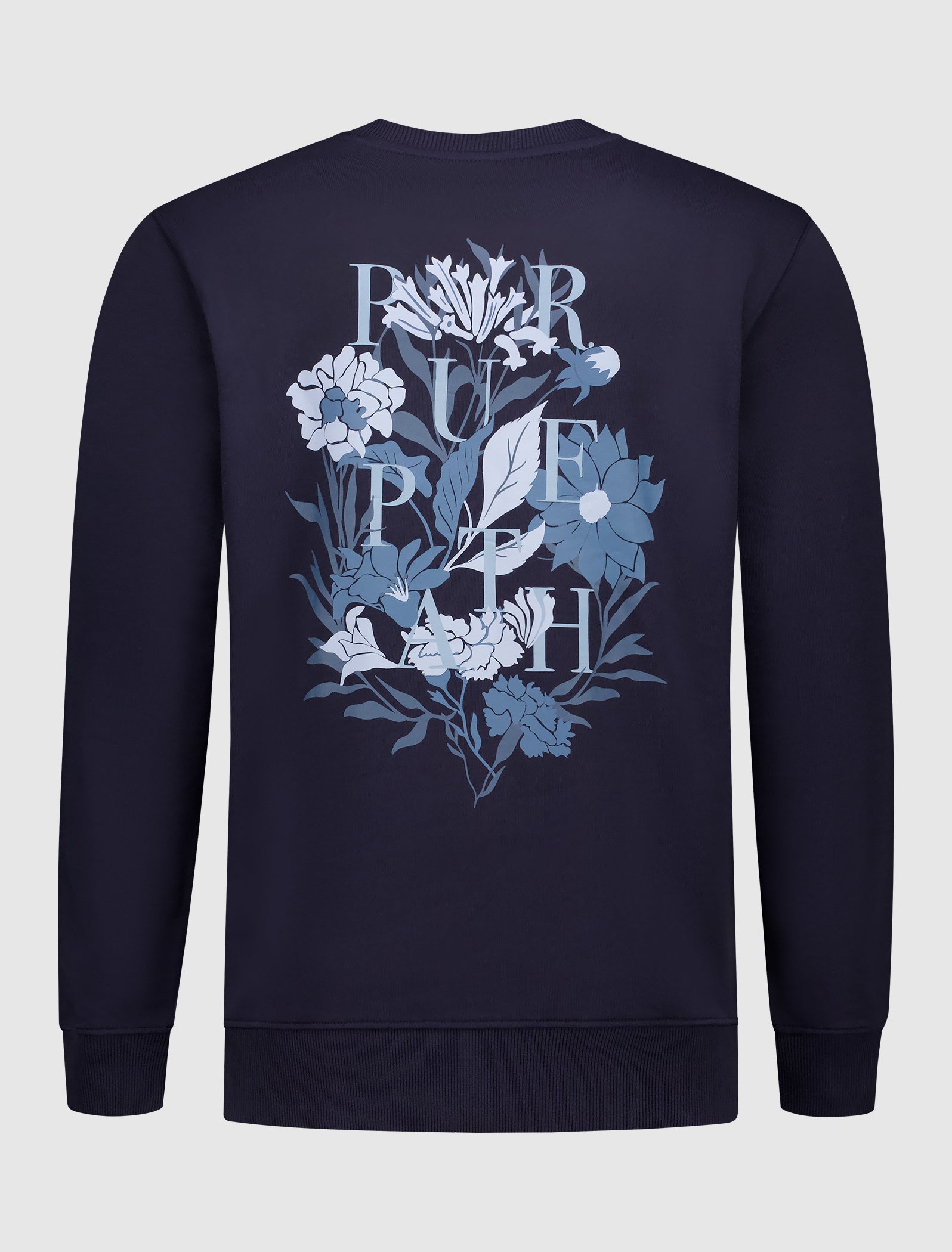 Tonal Floral Back Print Sweater | Navy