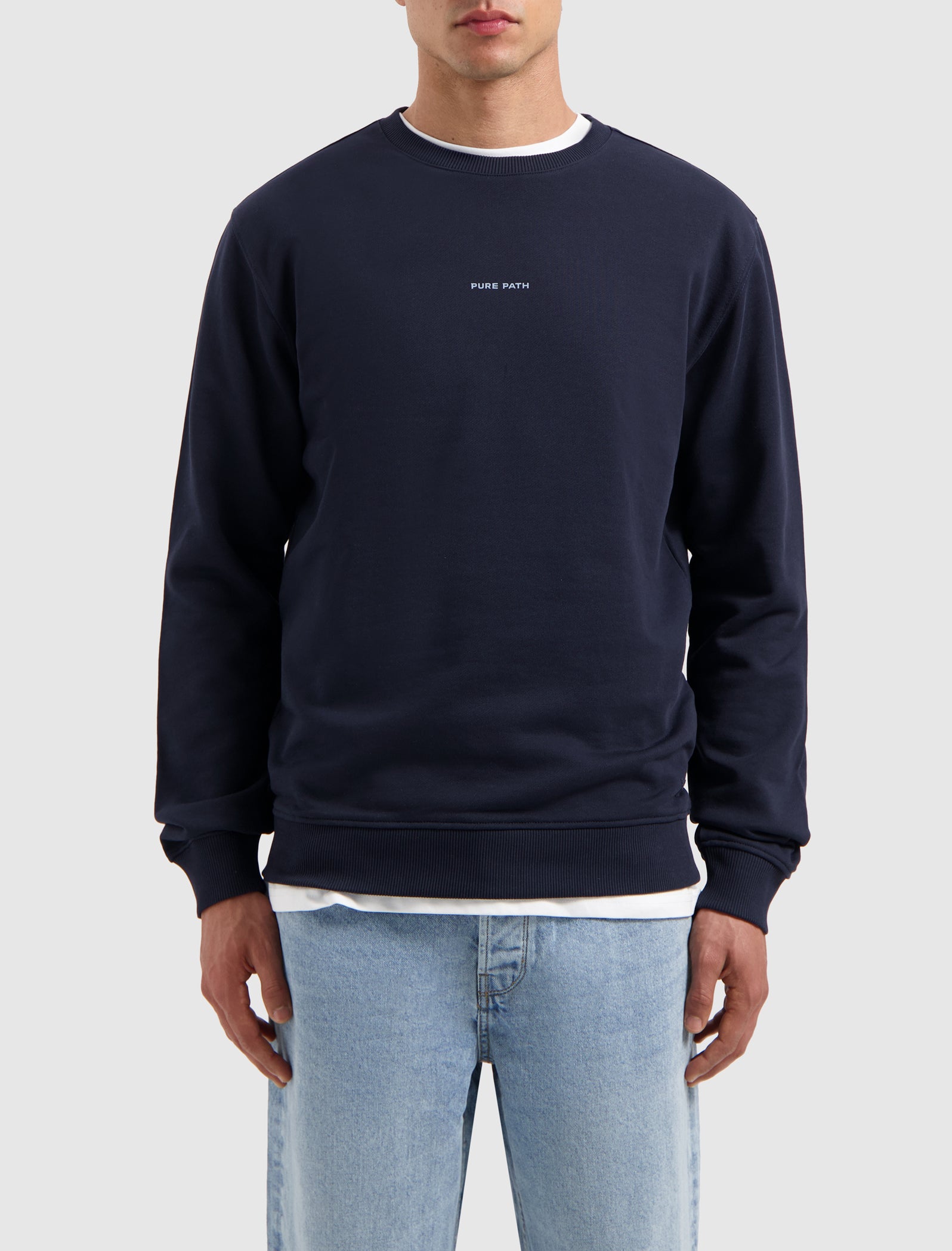 Tonal Floral Back Print Sweater | Navy