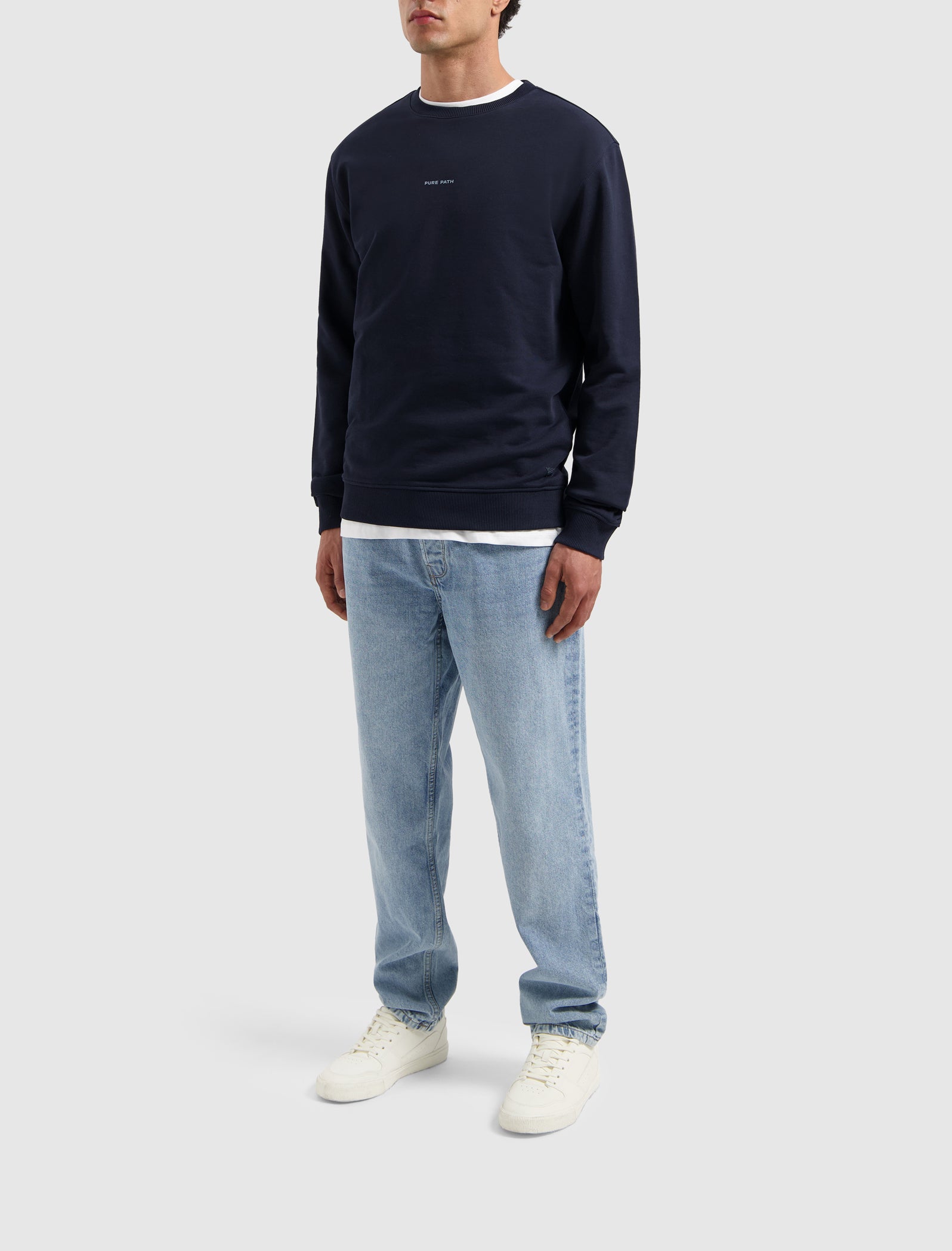 Tonal Floral Back Print Sweater | Navy