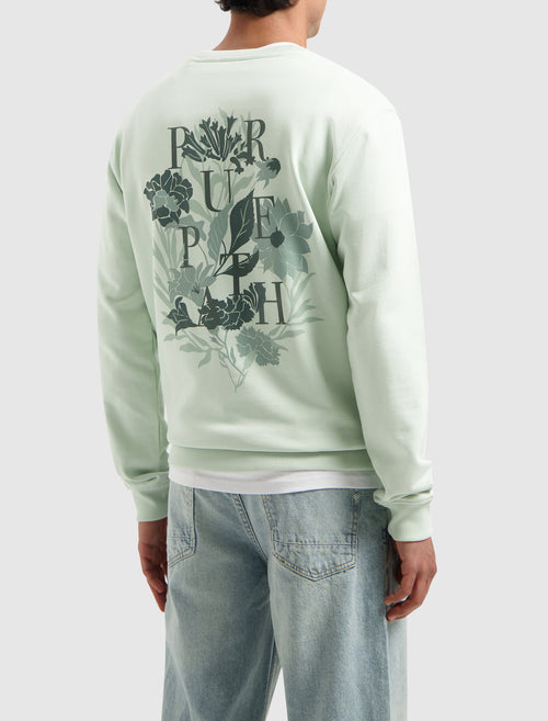 Tonal Floral Back Print Sweater | Light Green
