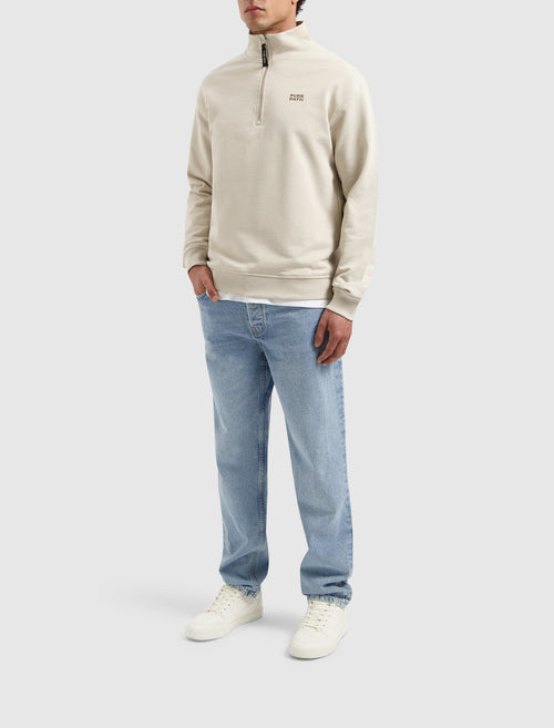 Stacked Logo Half-Zip Sweater | Sand