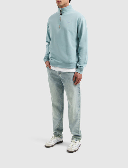 Stacked Logo Half-Zip Sweater | Blue Grey